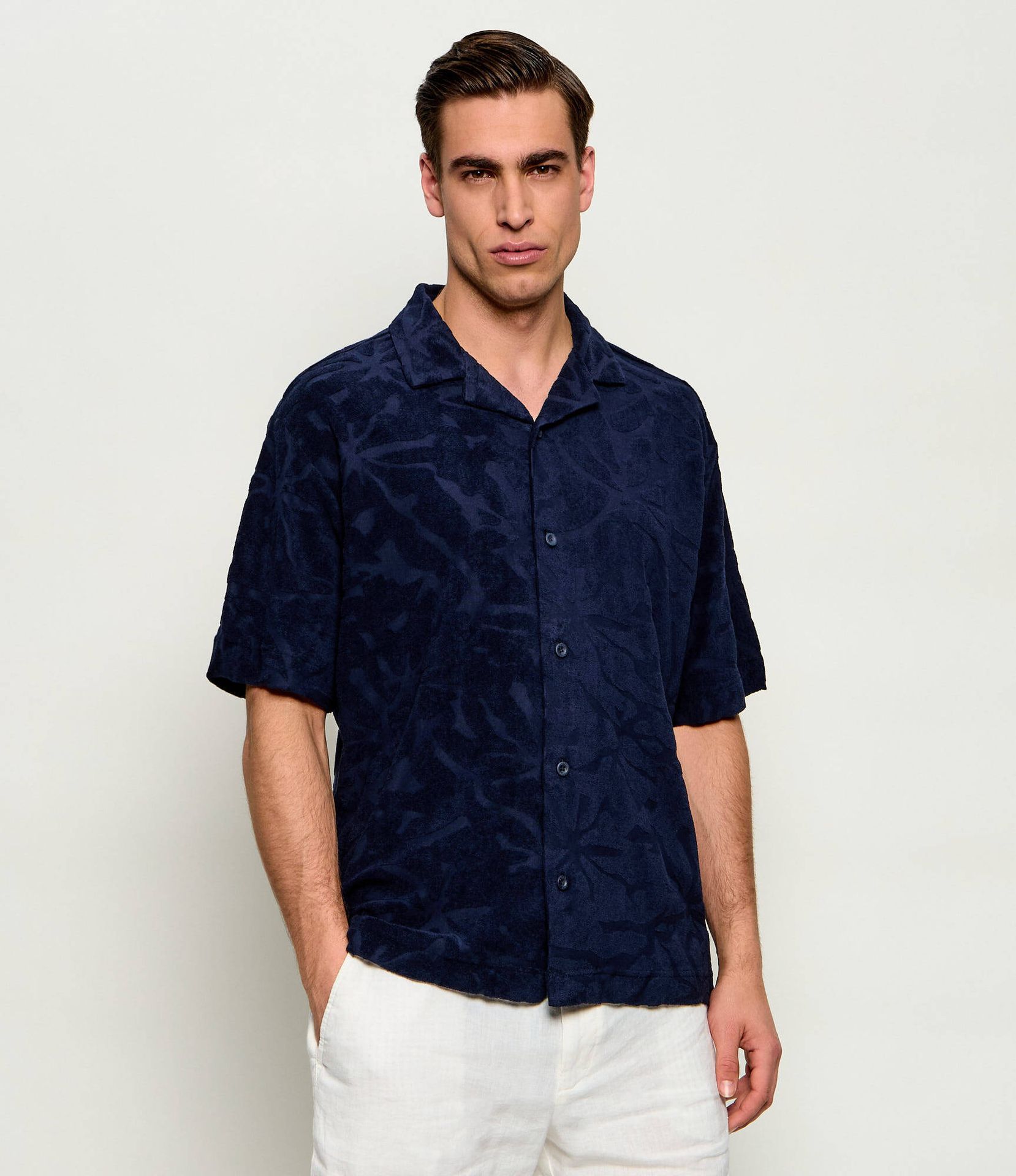 BOSS ORANGE Koszula We_Flower Relaxed fit frotté