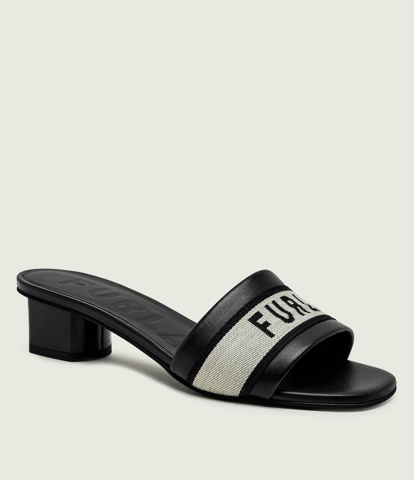 Furla Skórzane klapki na słupku FURLA CILINDRO