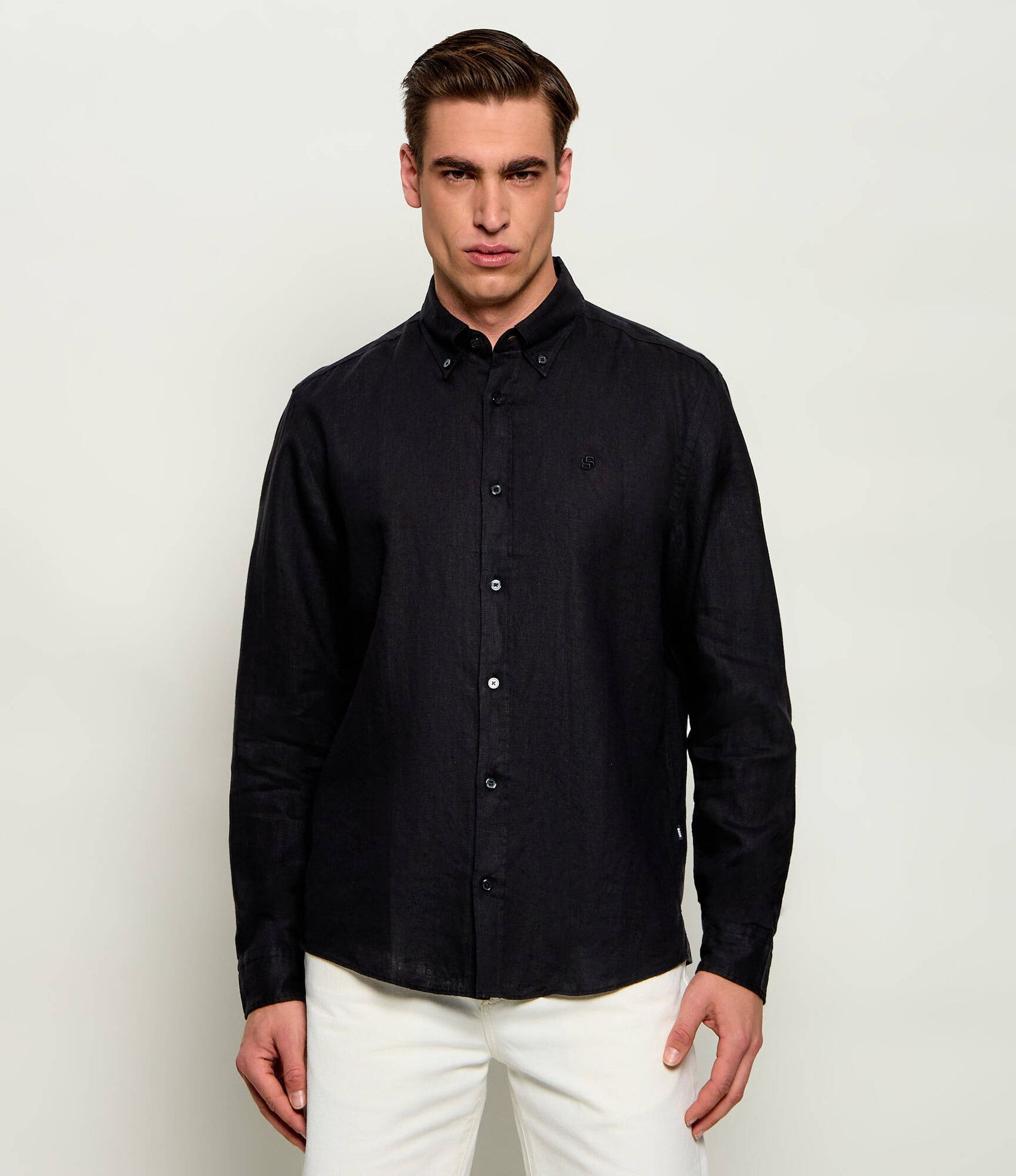 BOSS BLACK Lniana koszula H-LIAM-BD-E-C1-261 Regular Fit
