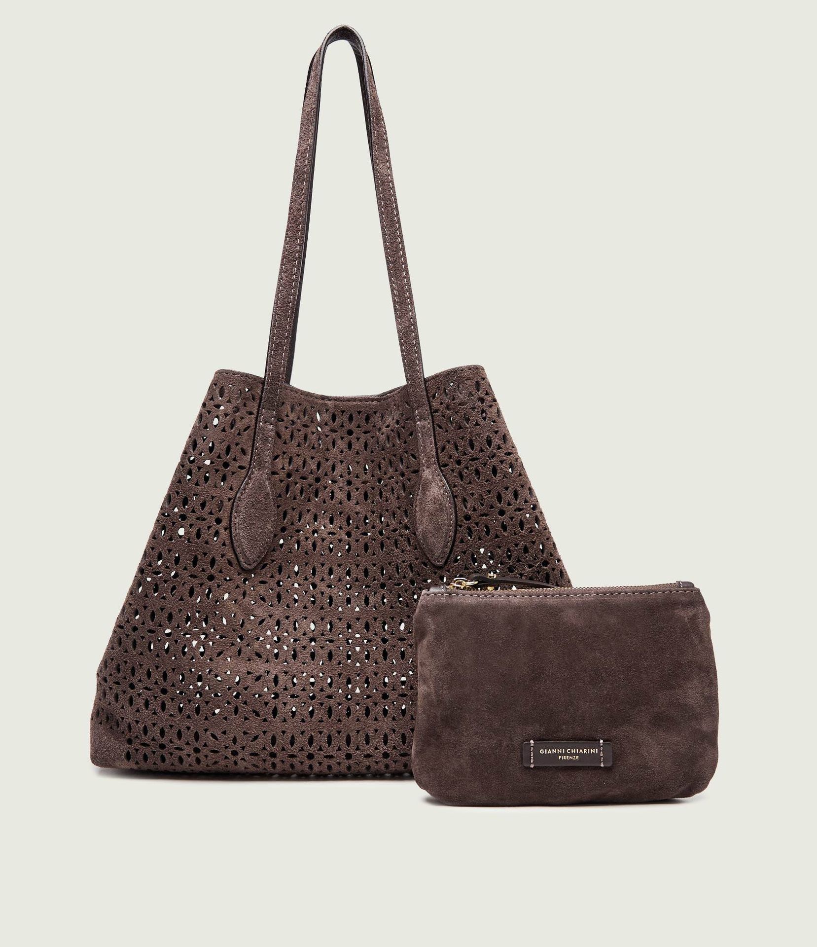 GIANNI CHIARINI Shopperka + saszetka MASHUP zamsz