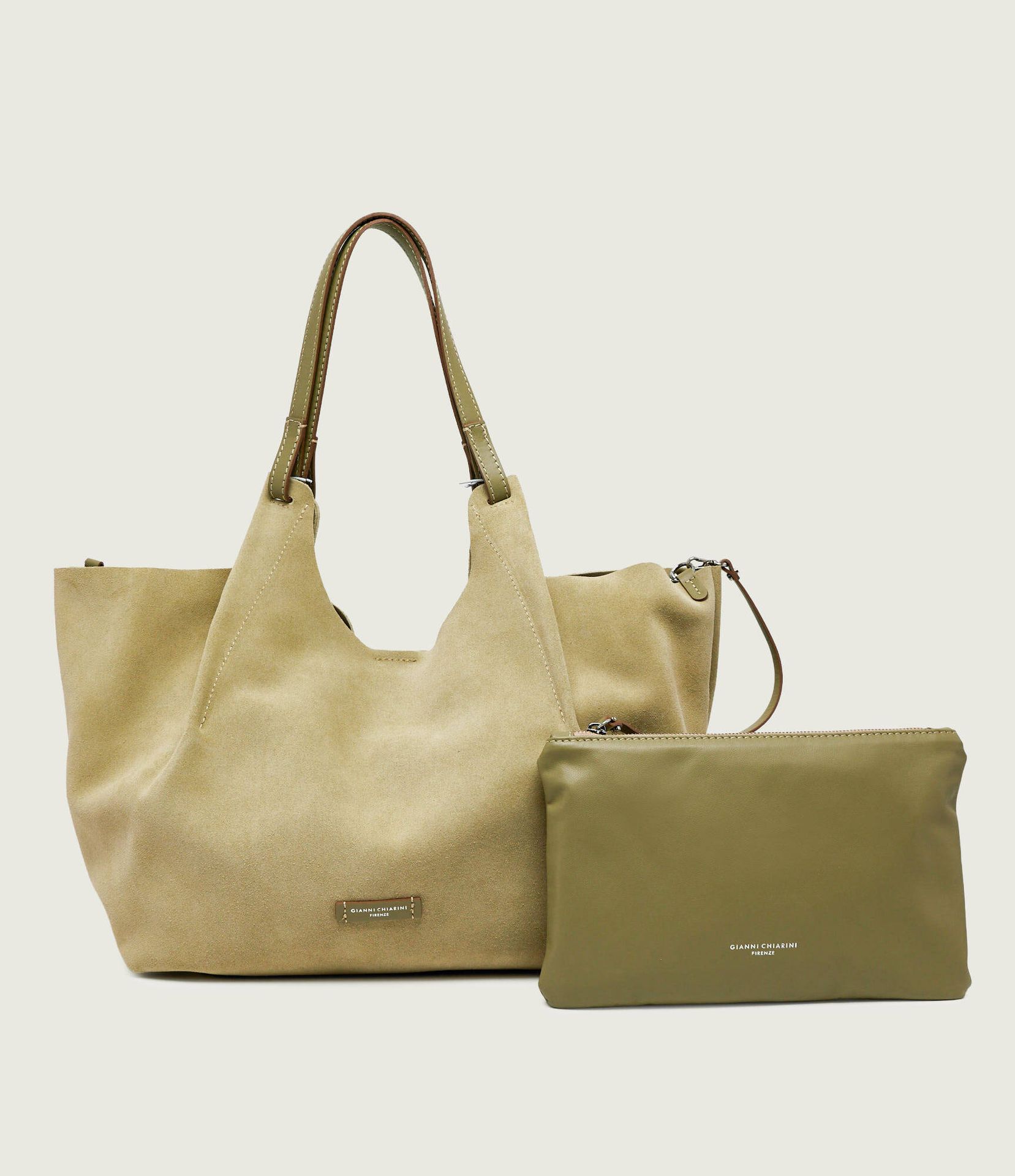 GIANNI CHIARINI Shopperka + saszetka DUA zamsz