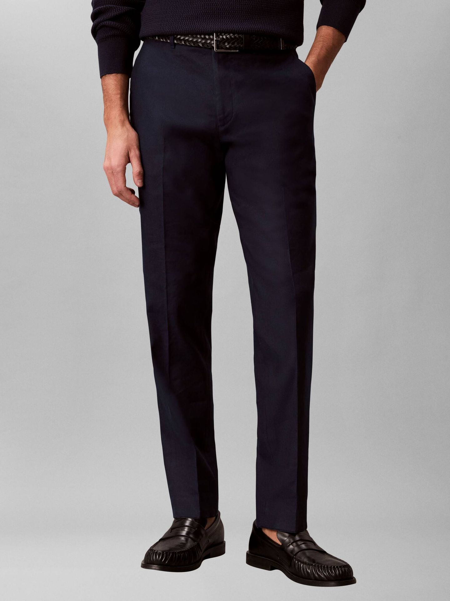Calvin Klein Lniane spodnie Slim Fit