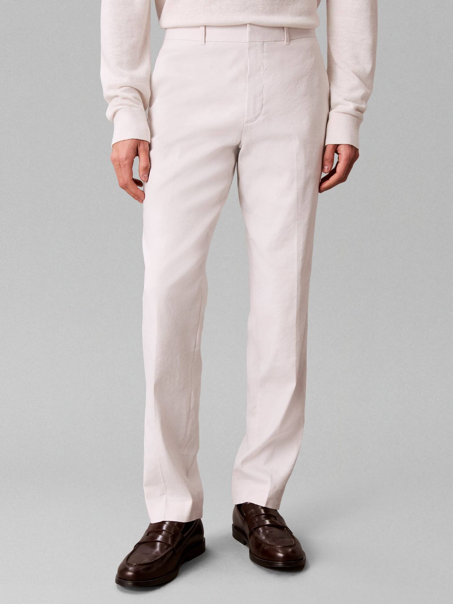 Calvin Klein Lniane spodnie Slim Fit