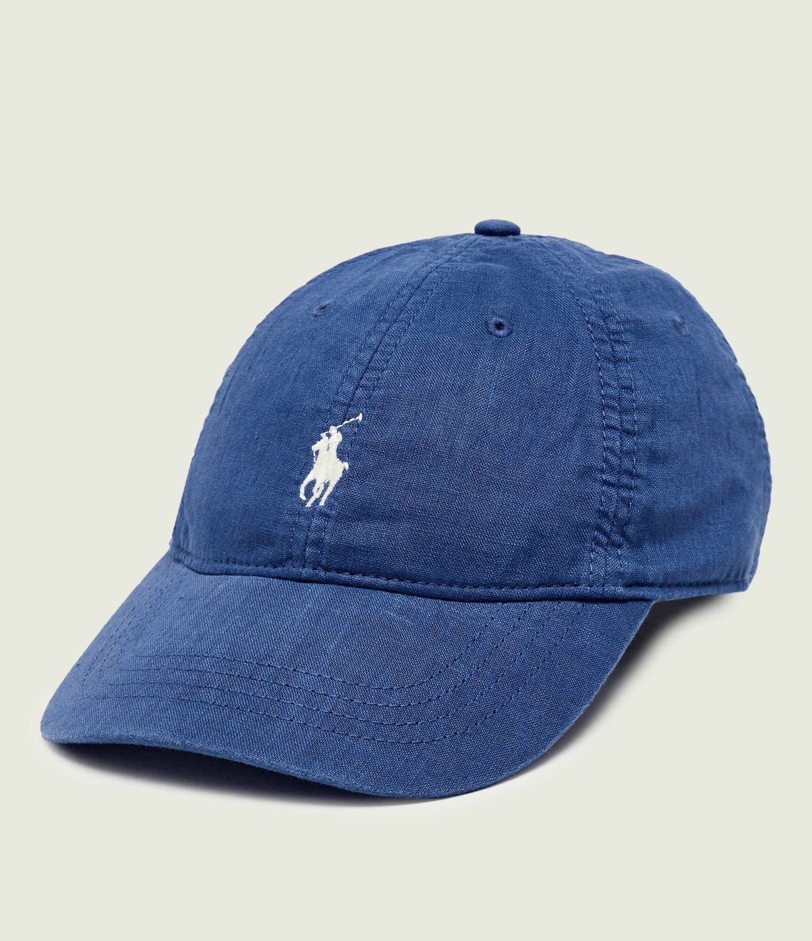 POLO RALPH LAUREN Lniana bejsbolówka z dodatkiem skóry