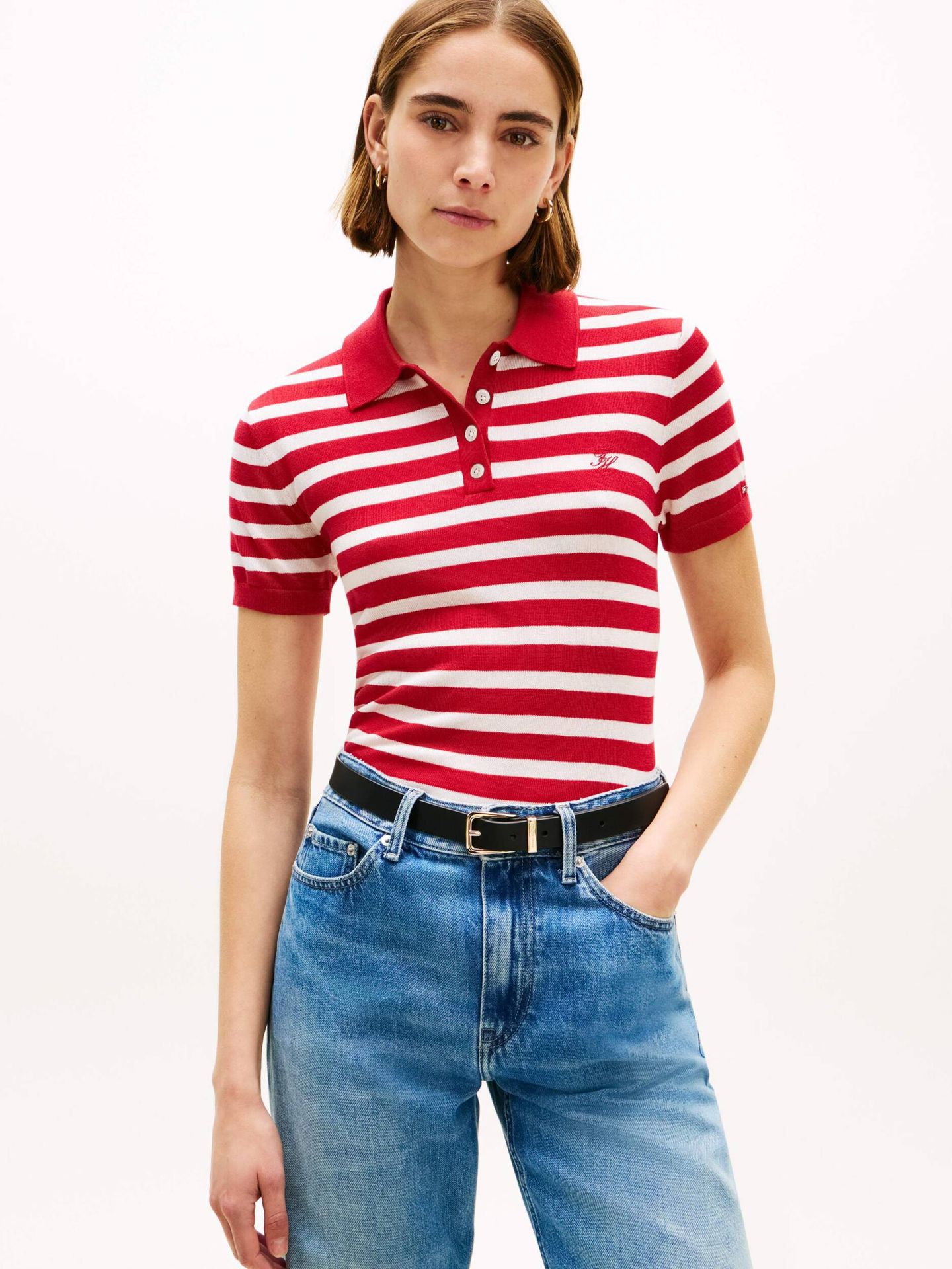 Tommy Hilfiger Polo Slim Fit z dodatkiem jedwabiu