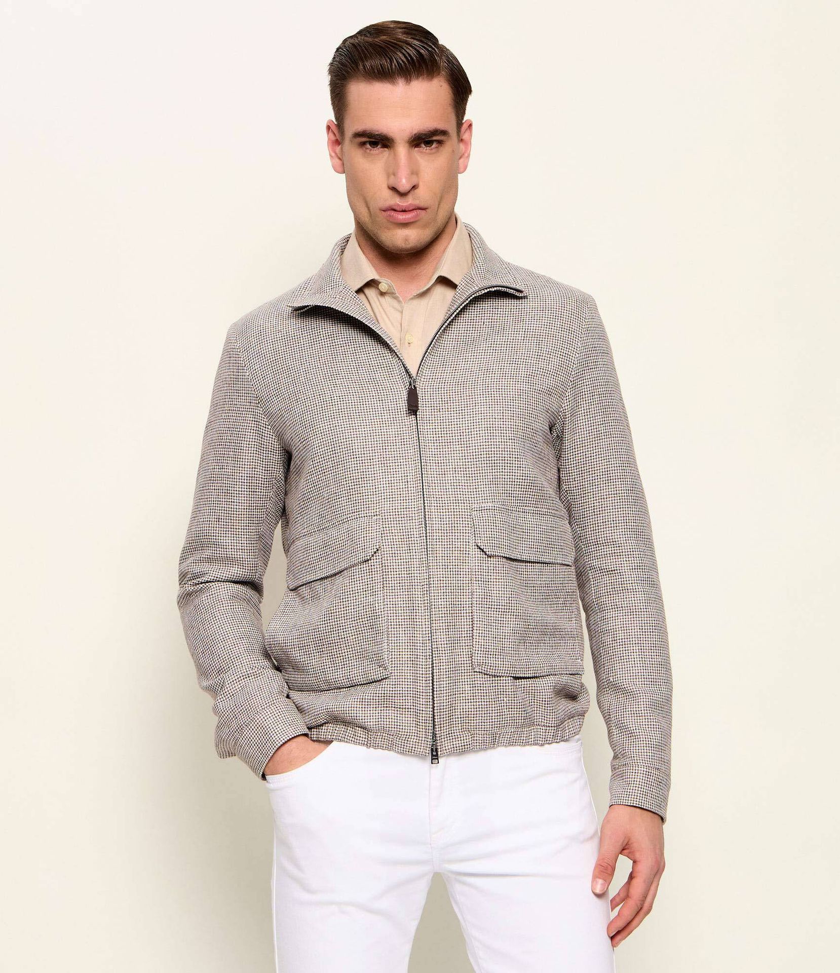 Herno Lniana kurtka bomber Regular Fit