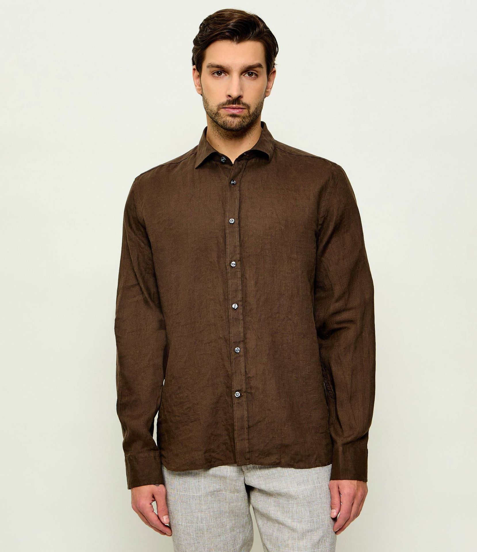 Oscar Jacobson Lniana koszula Regular Fit