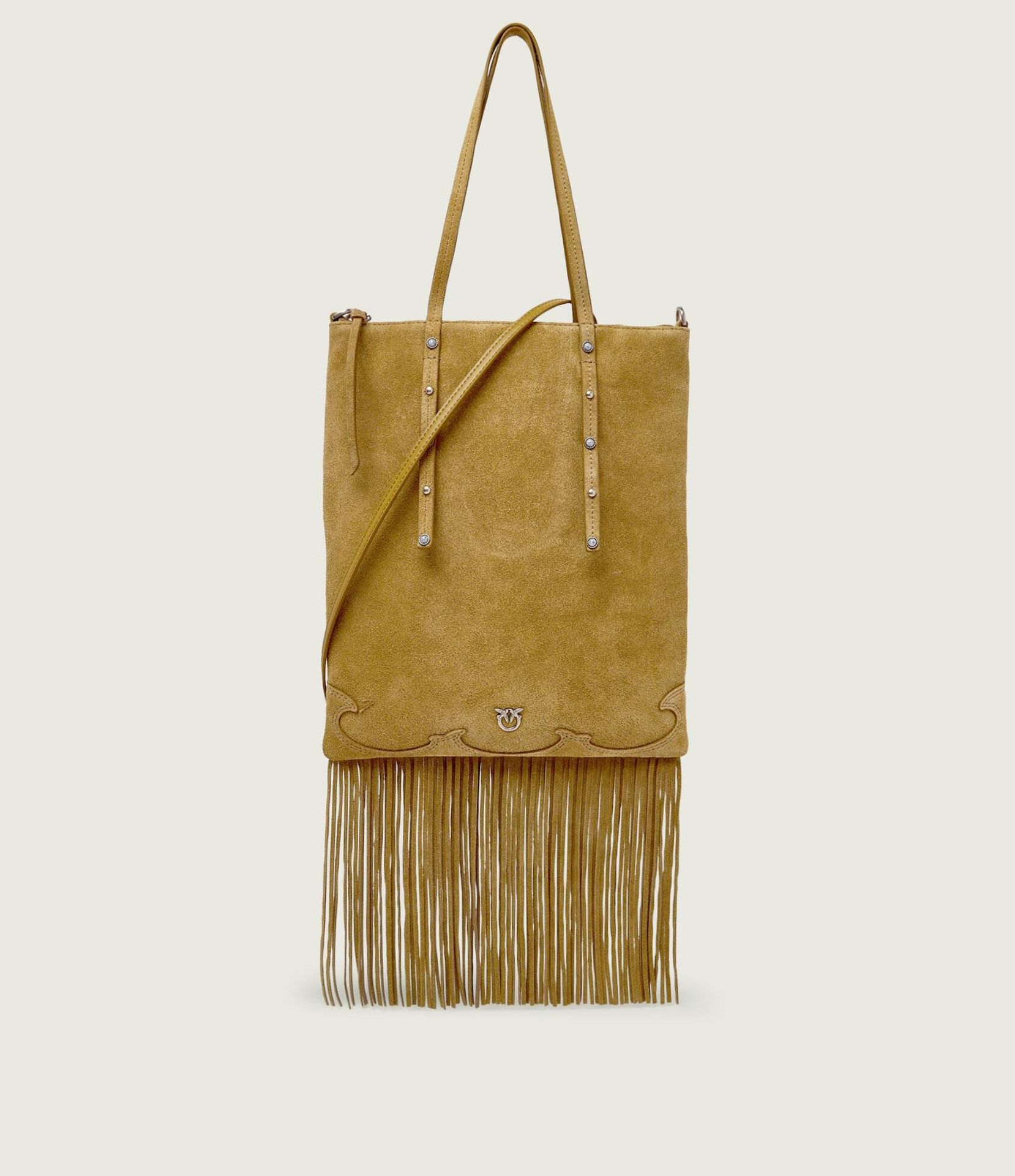 Pinko Torebka na ramię MINI SHOPPER FRINGES zamsz