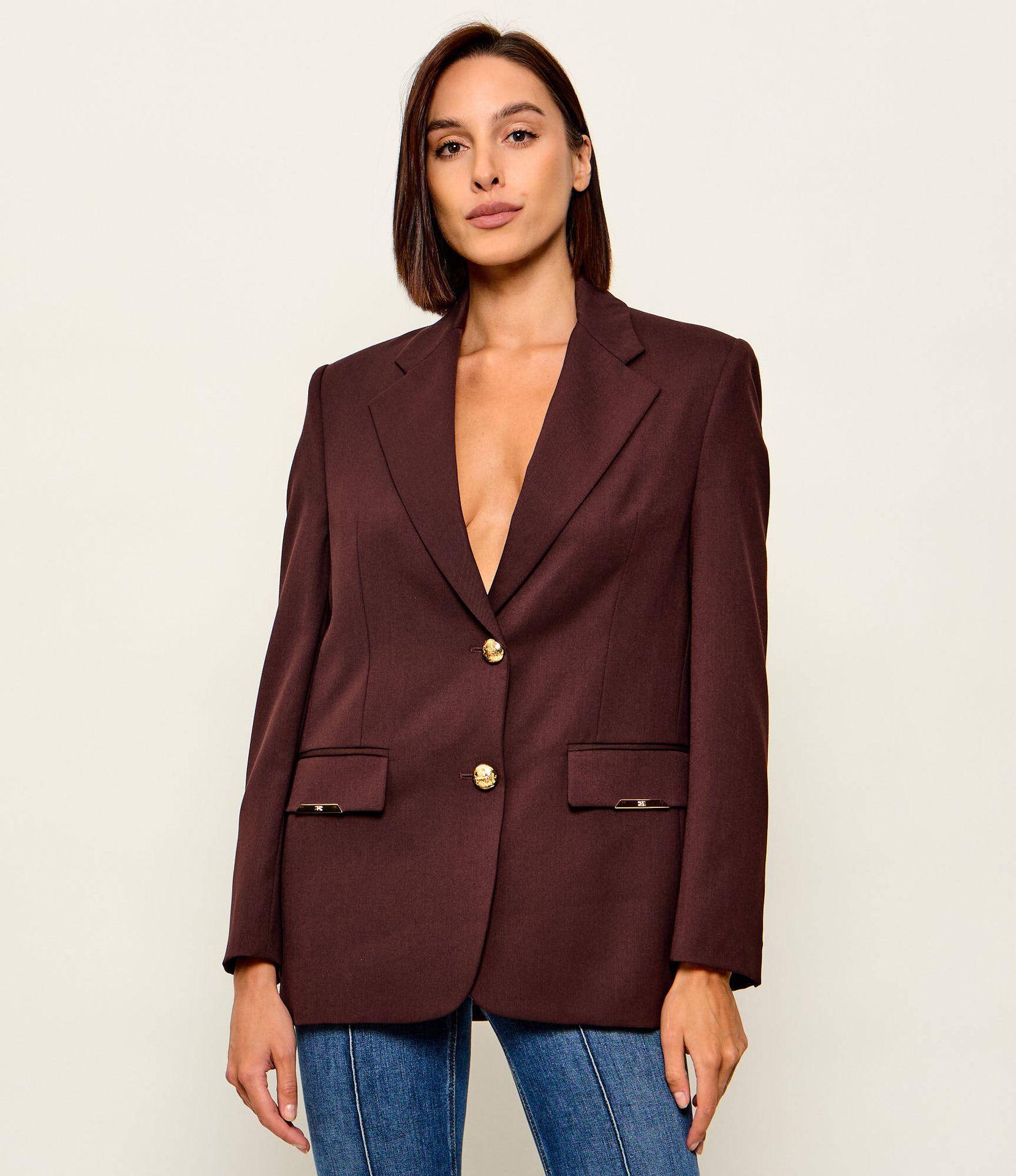 Elisabetta Franchi Marynarka Oversize fit z dodatkiem wełny