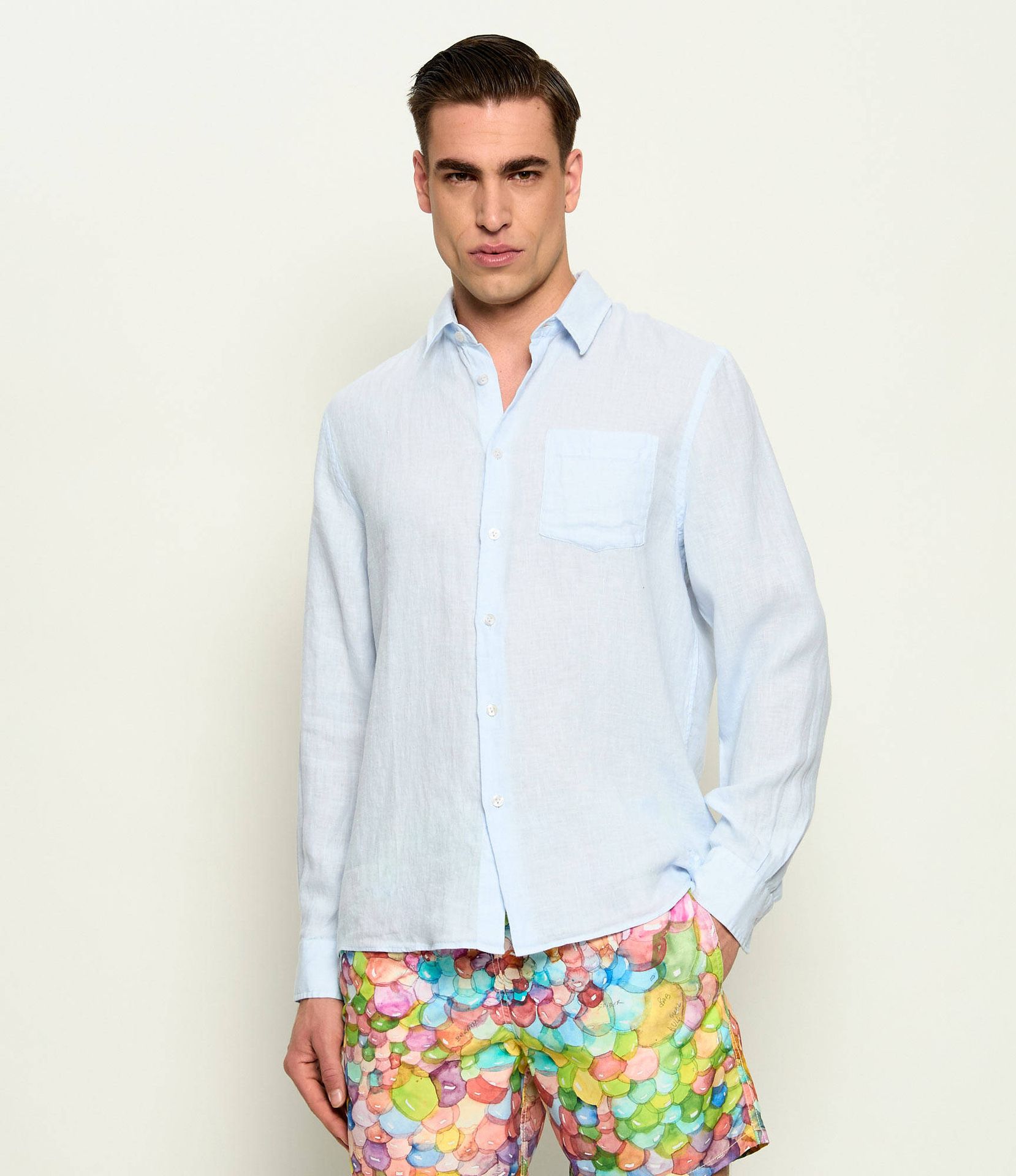 Vilebrequin Lniana koszula CAROUBIS Regular Fit