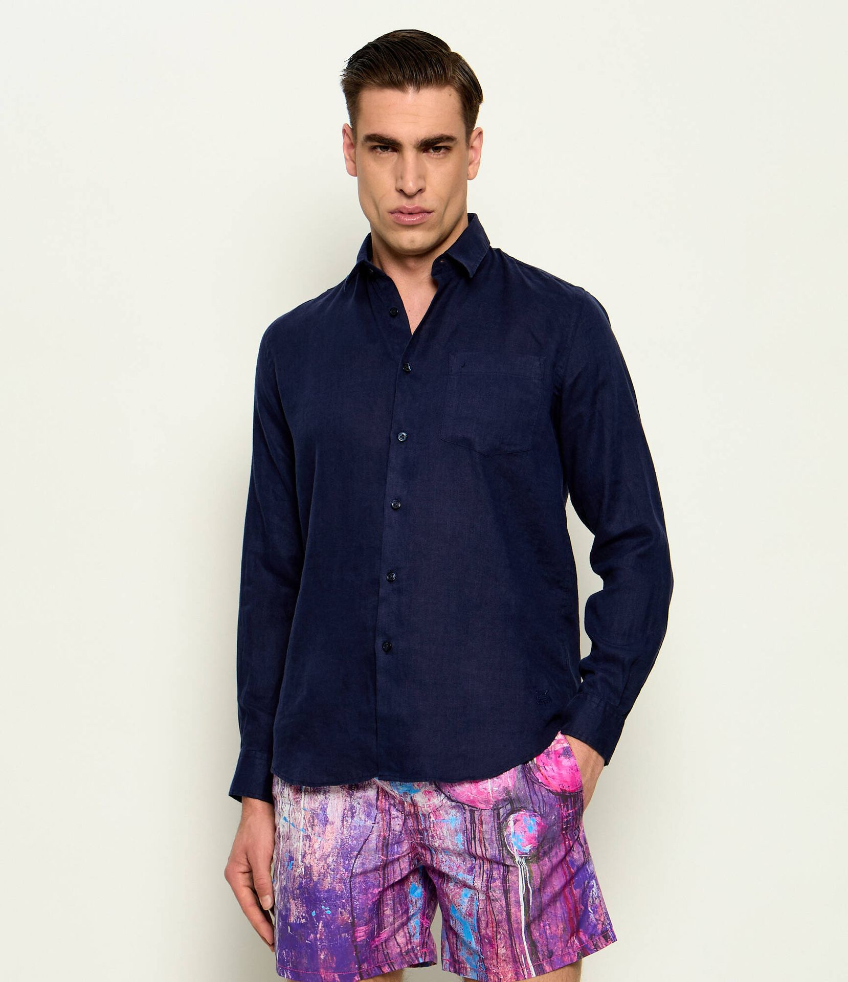 Vilebrequin Lniana koszula CAROUBIS Regular Fit