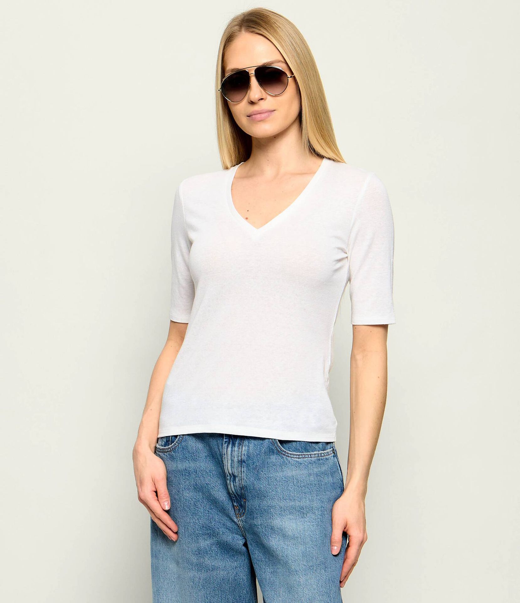 Weekend MaxMara Lniany t-shirt WKDOPZIONE Regular Fit