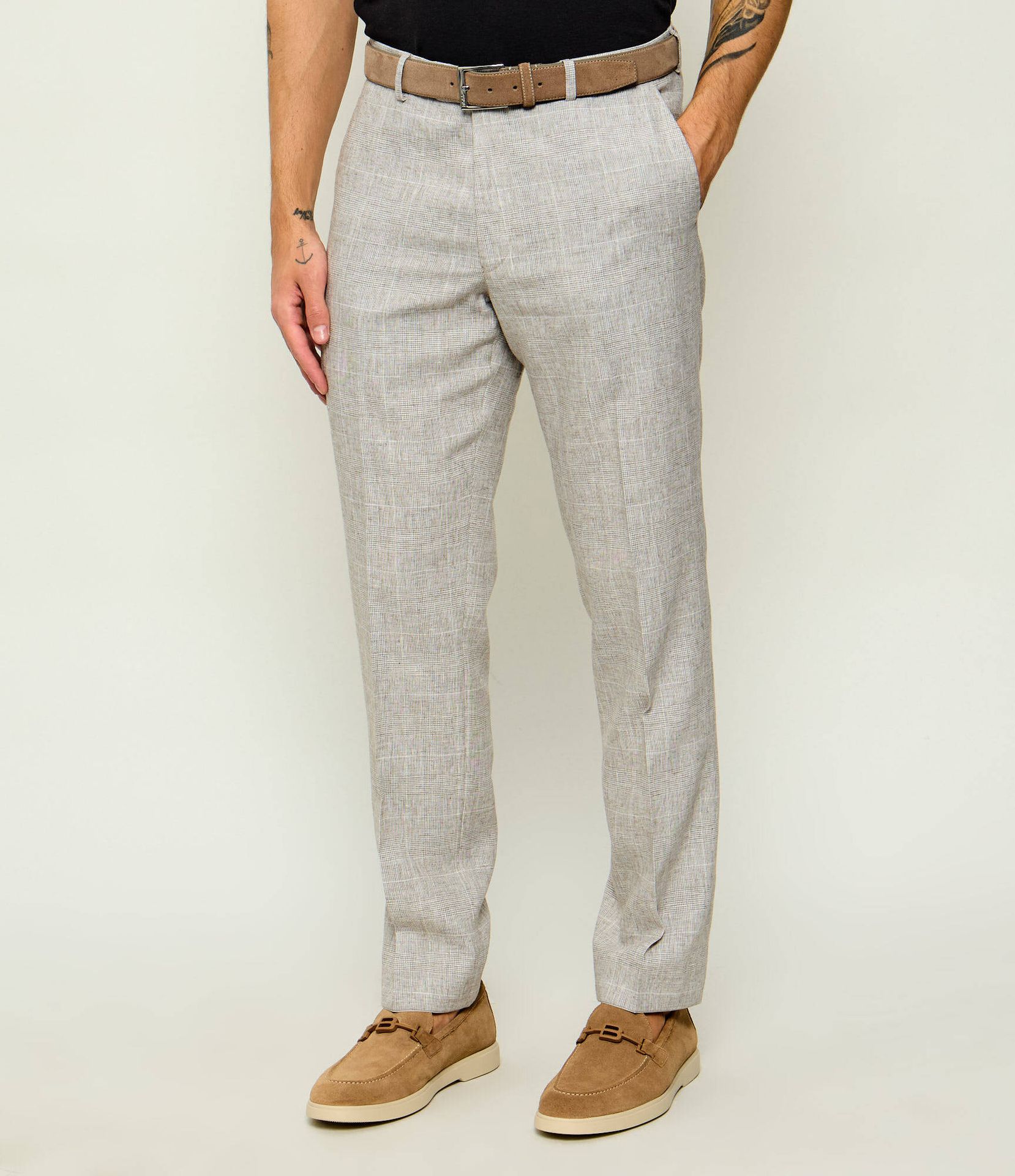 Oscar Jacobson Lniane spodnie Dandy Slim Fit