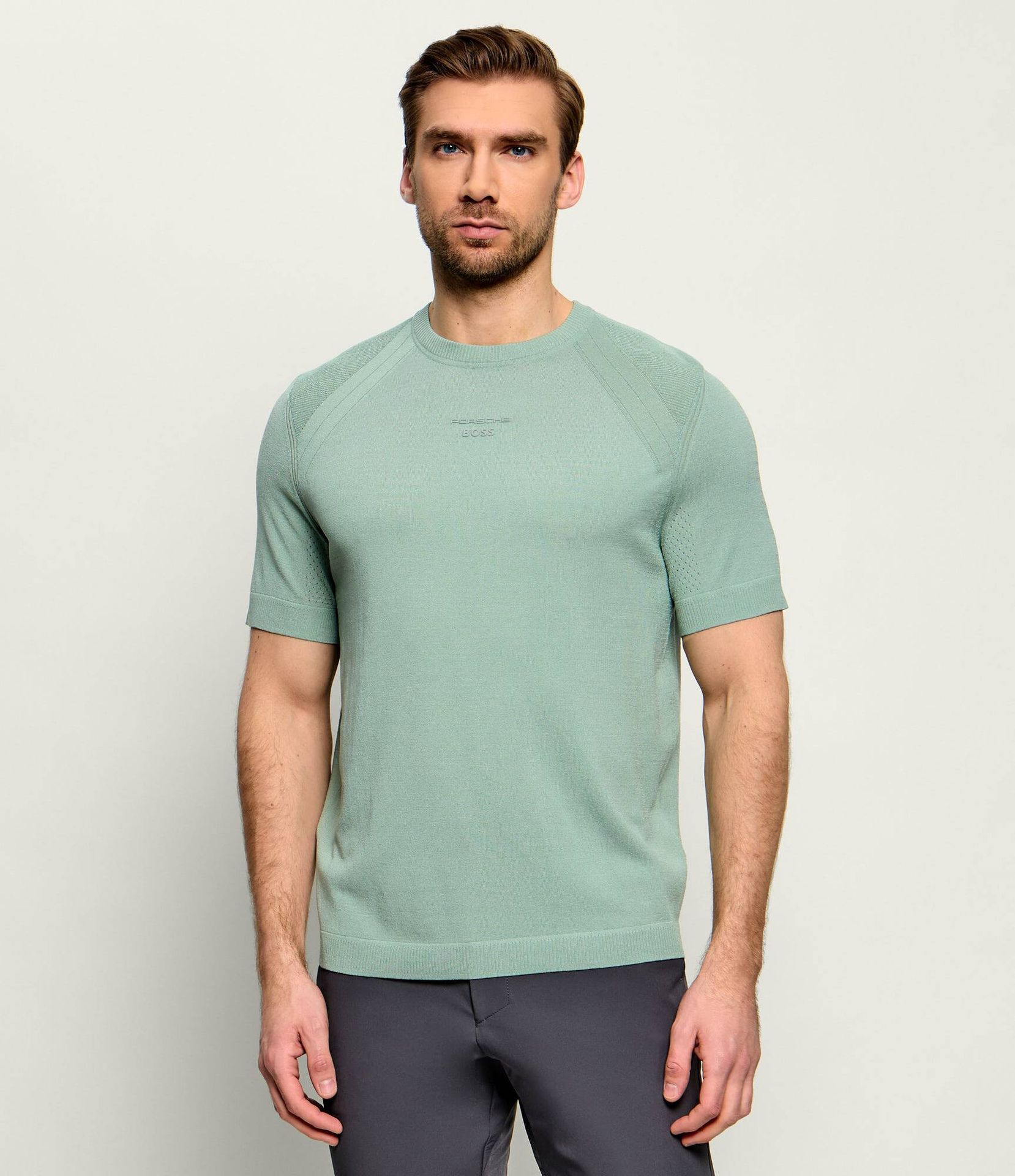 BOSS GREEN T-shirt KN_PS Spirit70 TS BOSS X Porsche Regular Fit z dodatkiem jedwabiu