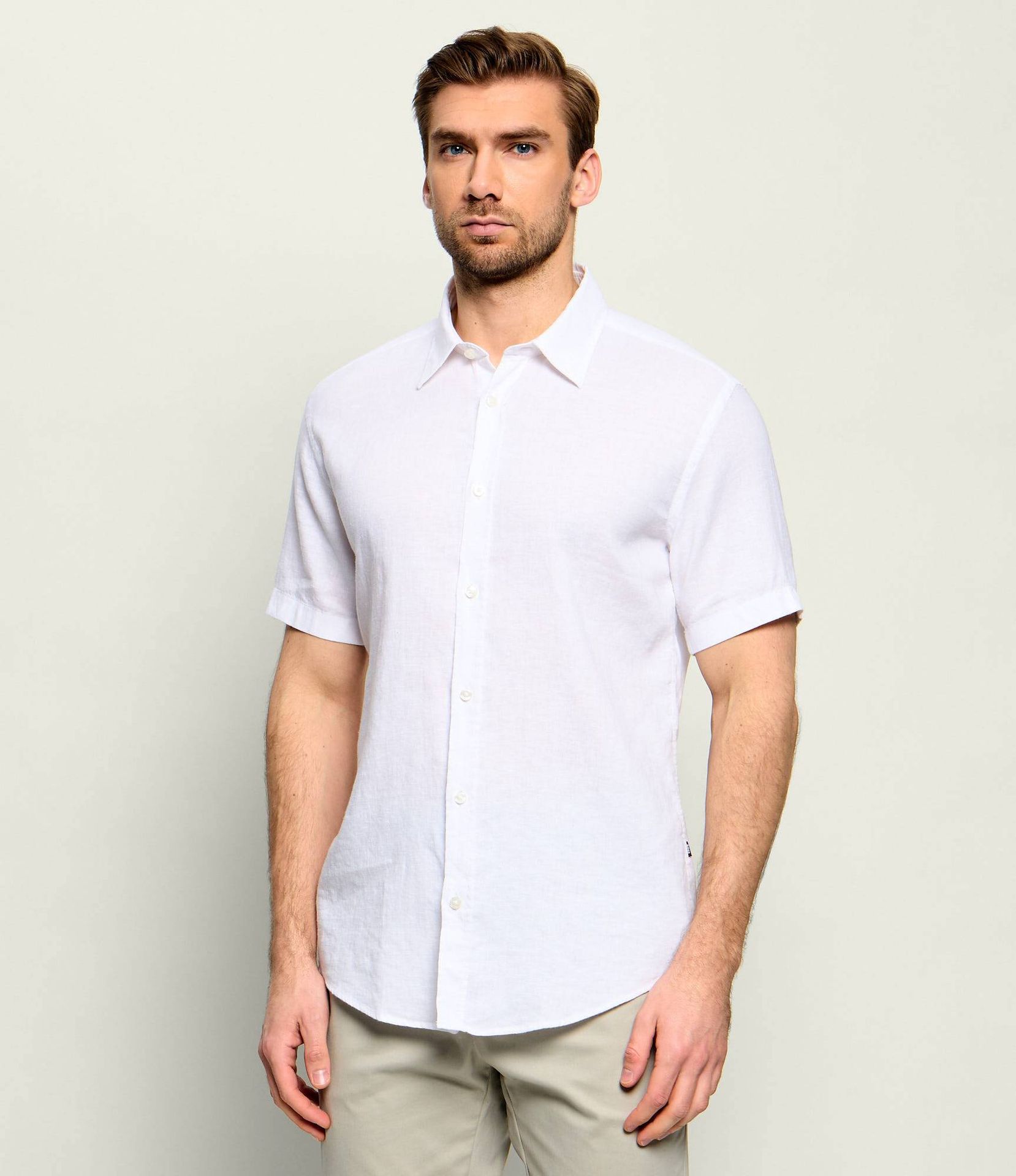 BOSS BLACK Lniana koszula C-ROAN-K-SH-262 Slim Fit stretch