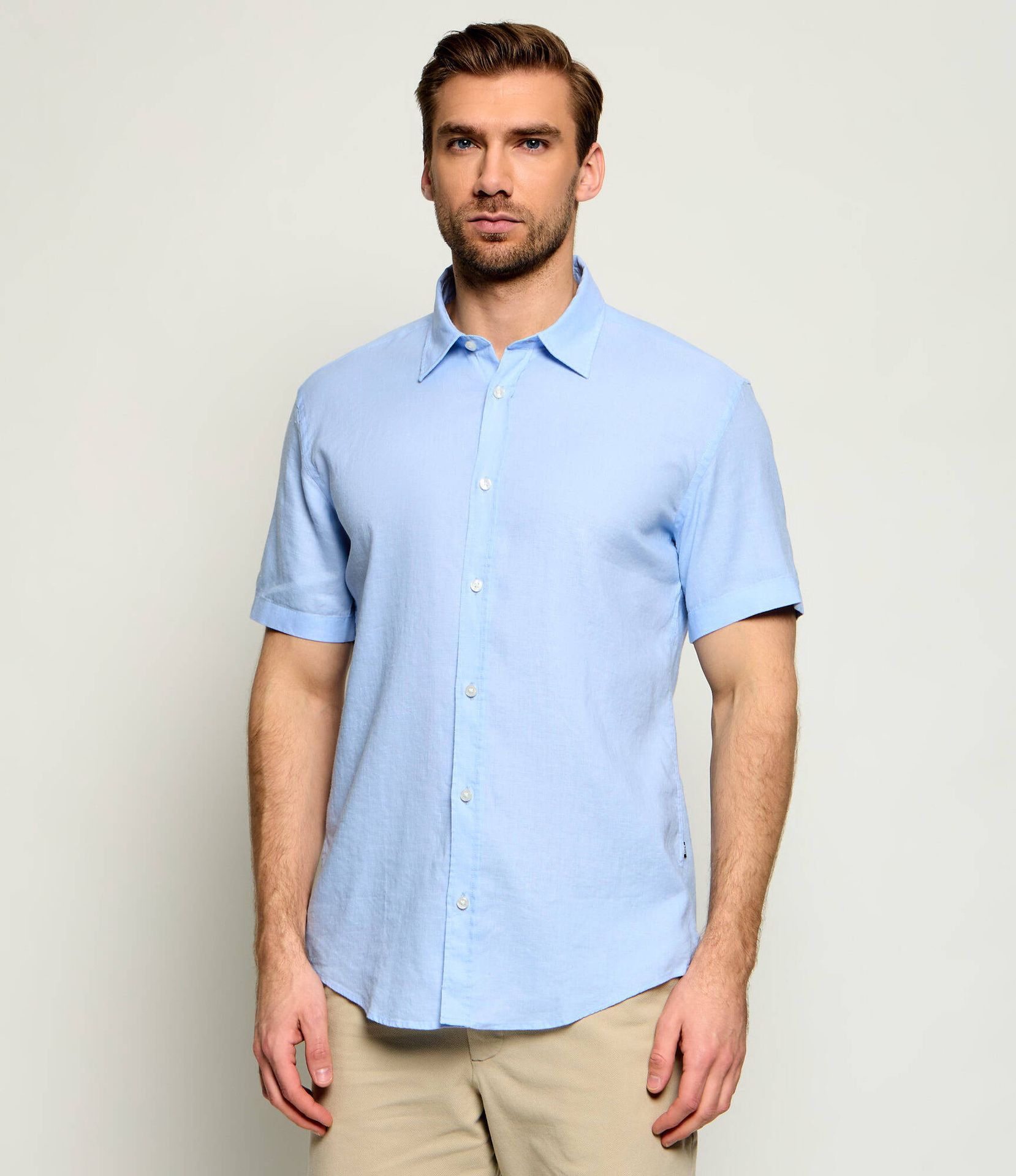 BOSS BLACK Lniana koszula C-ROAN-K-SH-262 Slim Fit stretch