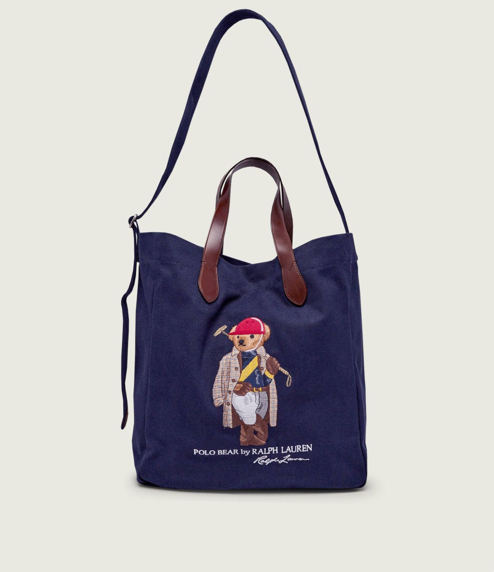 POLO RALPH LAUREN Shopperka BEAR z dodatkiem skóry