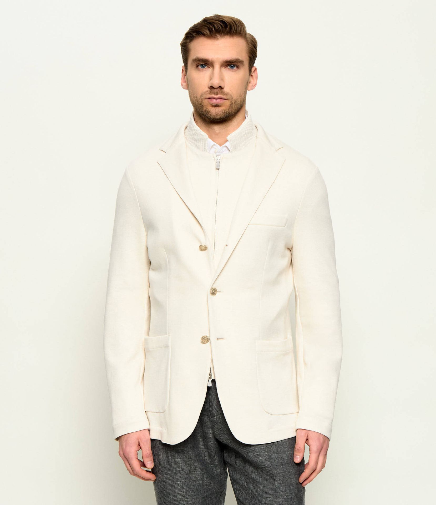 Eleventy Marynarka 2w1 Slim Fit z dodatkiem lnu