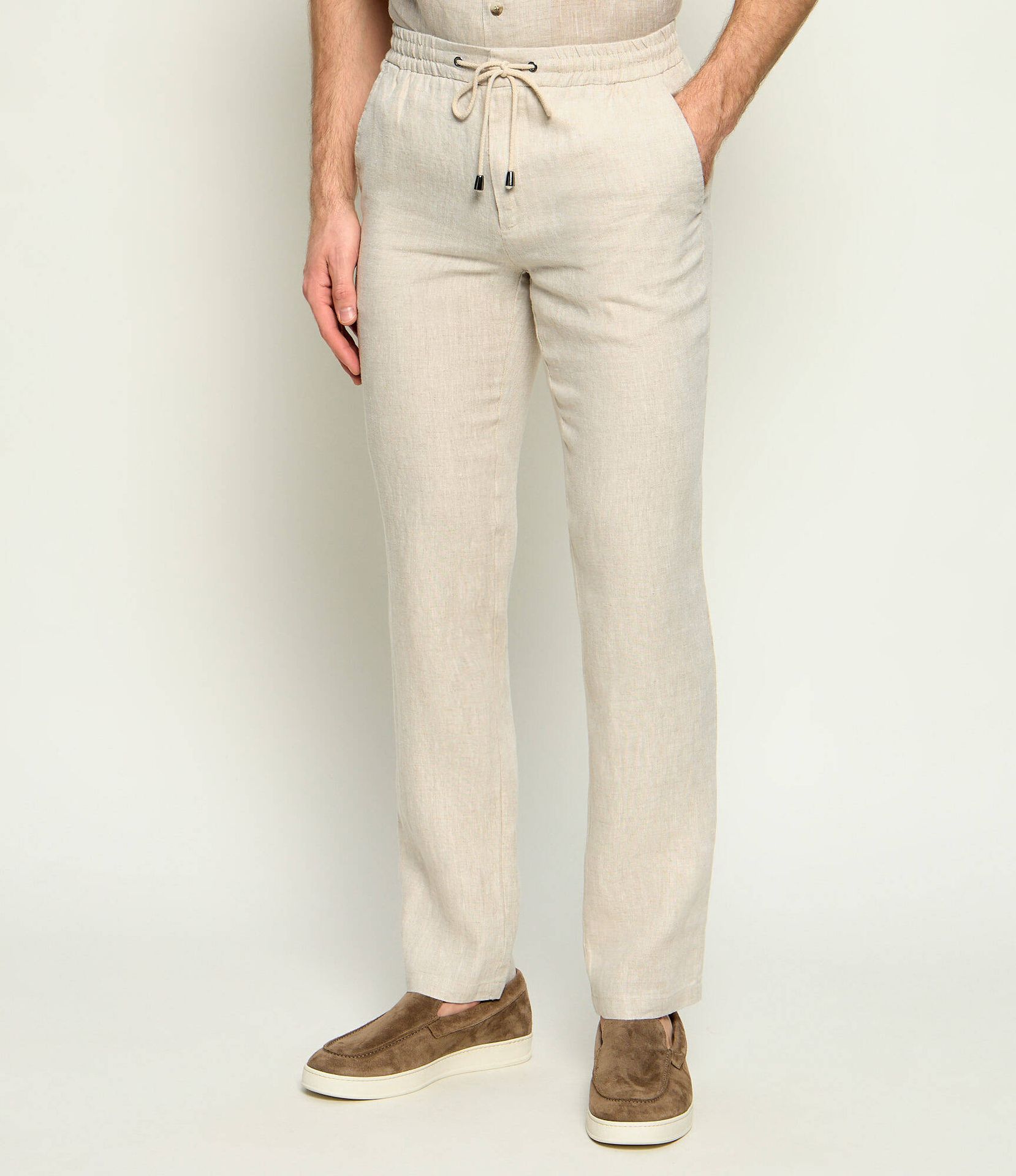 Sand Copenhagen Lniane spodnie 1680 T - Jason S. Regular Fit