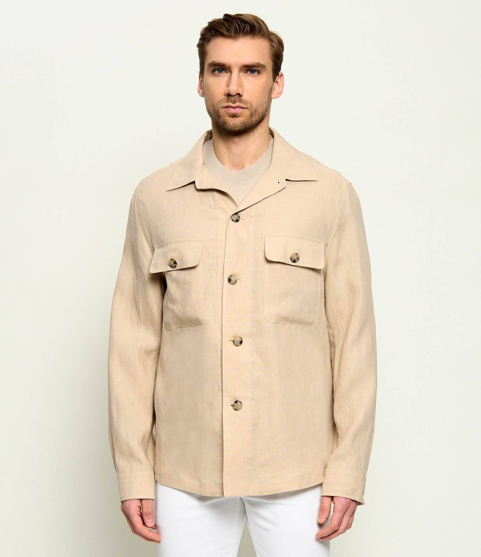 BOSS BLACK Lniana koszula C-Carper-OS-262F Relaxed fit