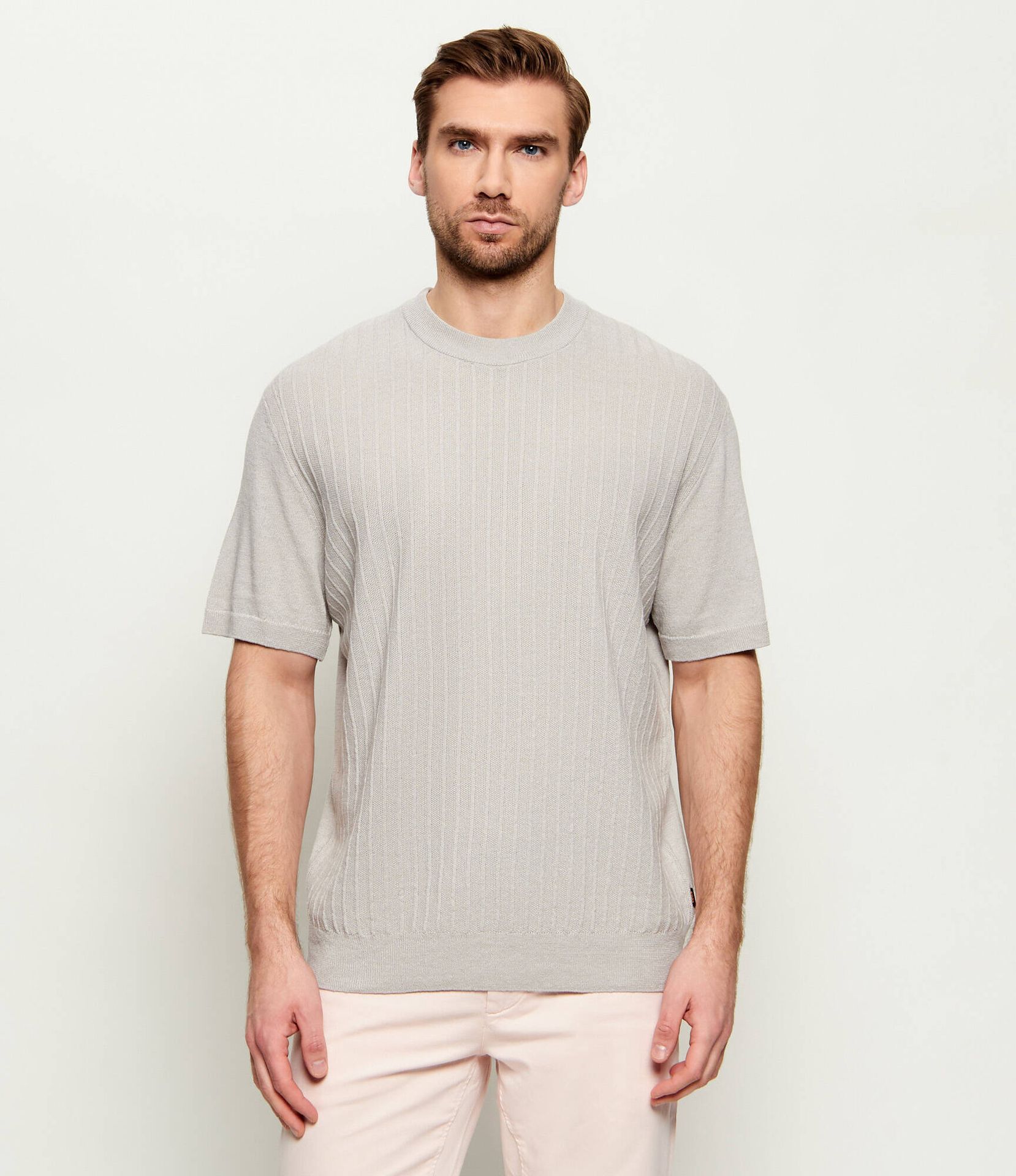 BOSS ORANGE Lniany sweter Kajordino Relaxed fit