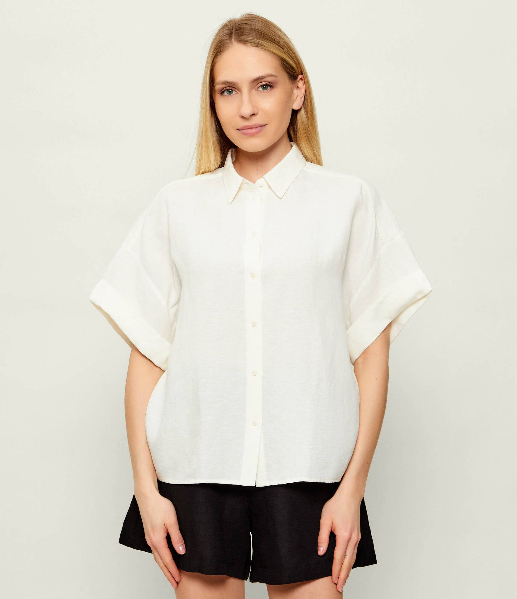 BOSS ORANGE Lniana koszula C_Bisenas Loose fit