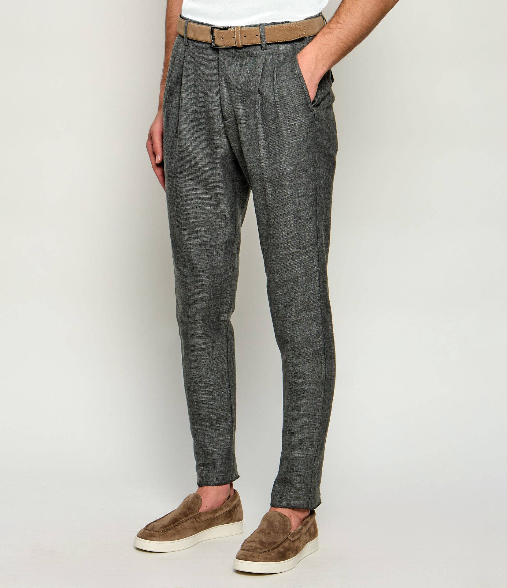 Eleventy Spodnie Slim Fit z dodatkiem jedwabiu i wełny