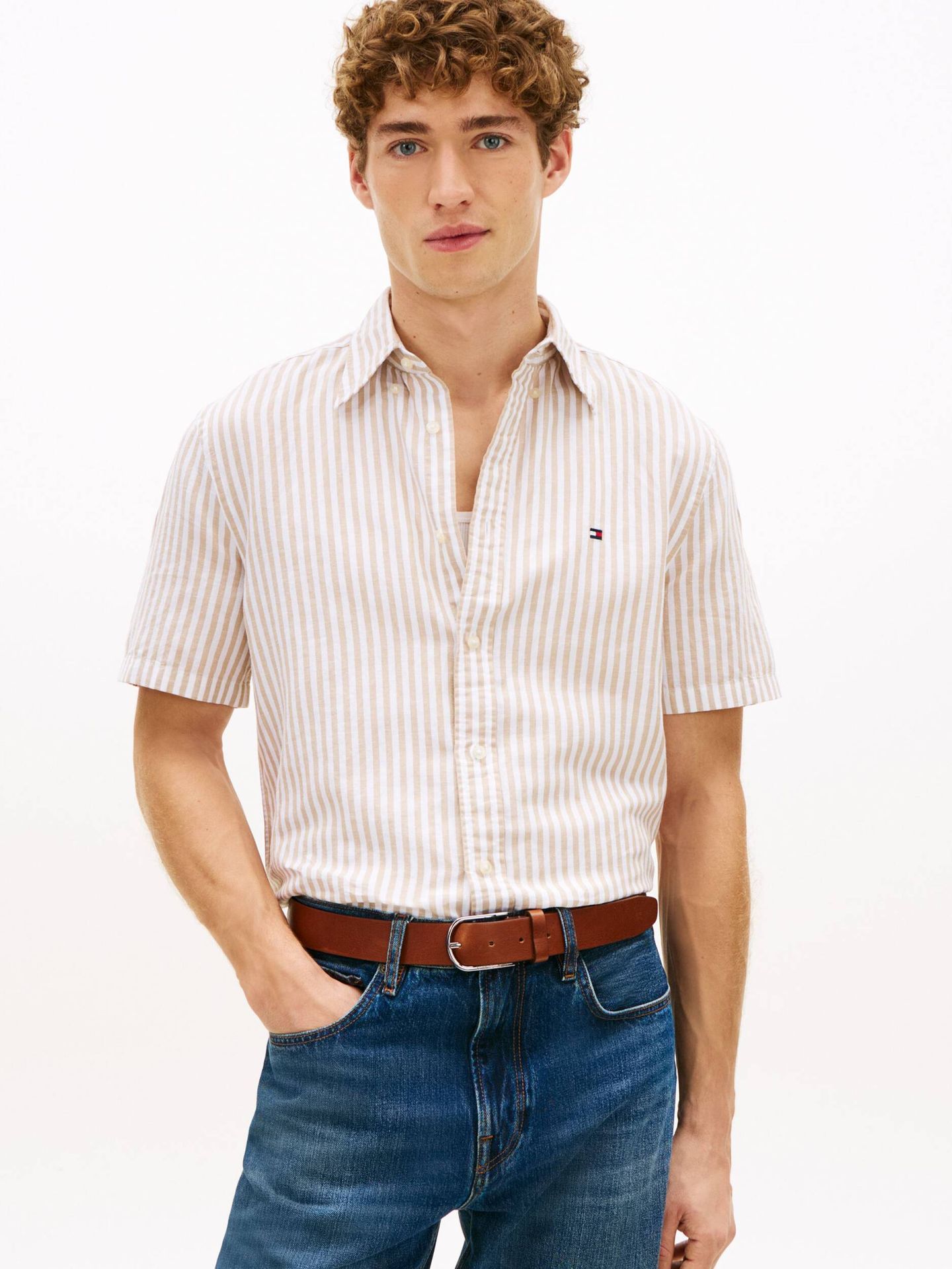 Tommy Hilfiger Koszula Regular Fit z dodatkiem lnu