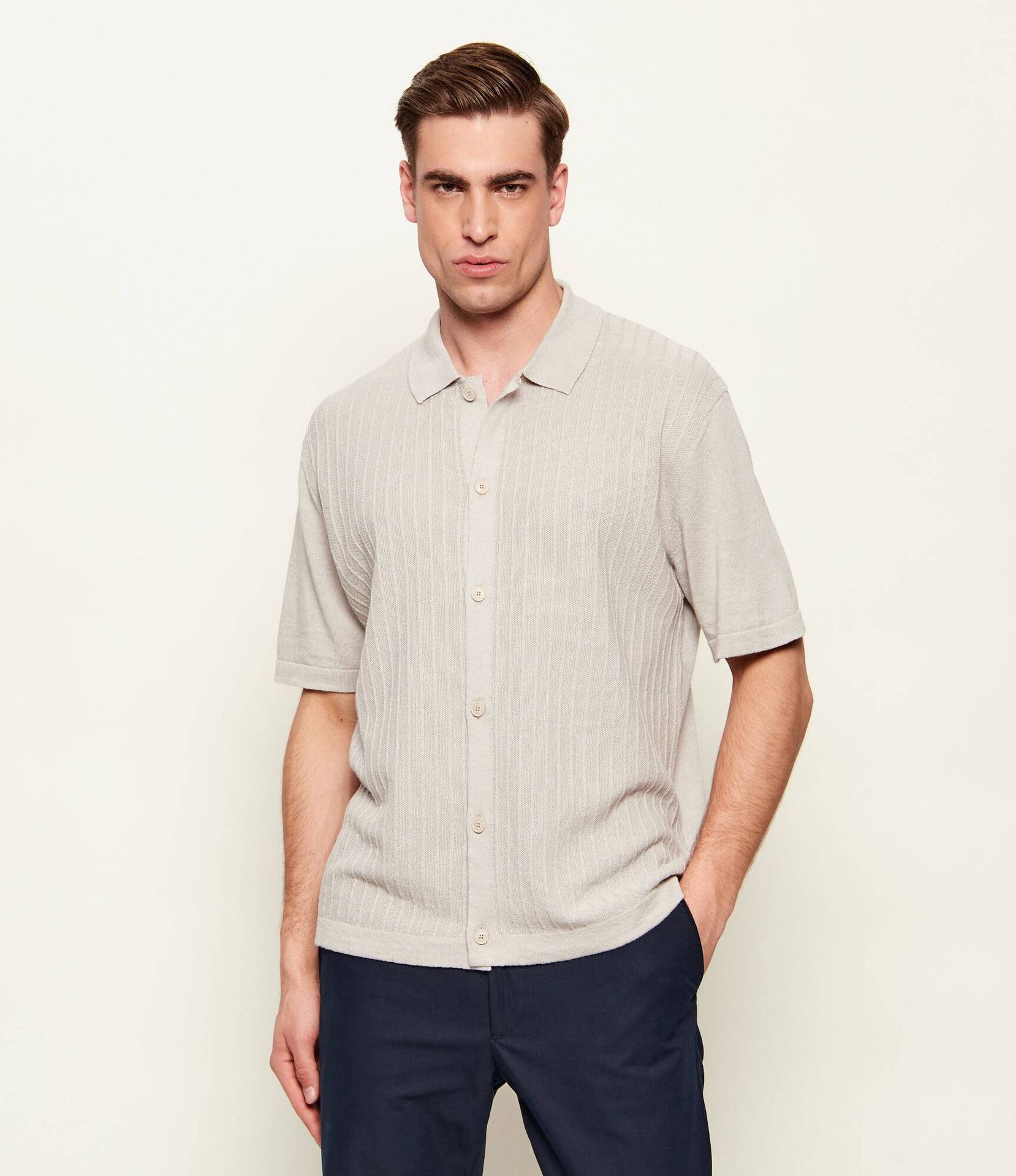 BOSS ORANGE Lniana koszula Amicino Regular Fit