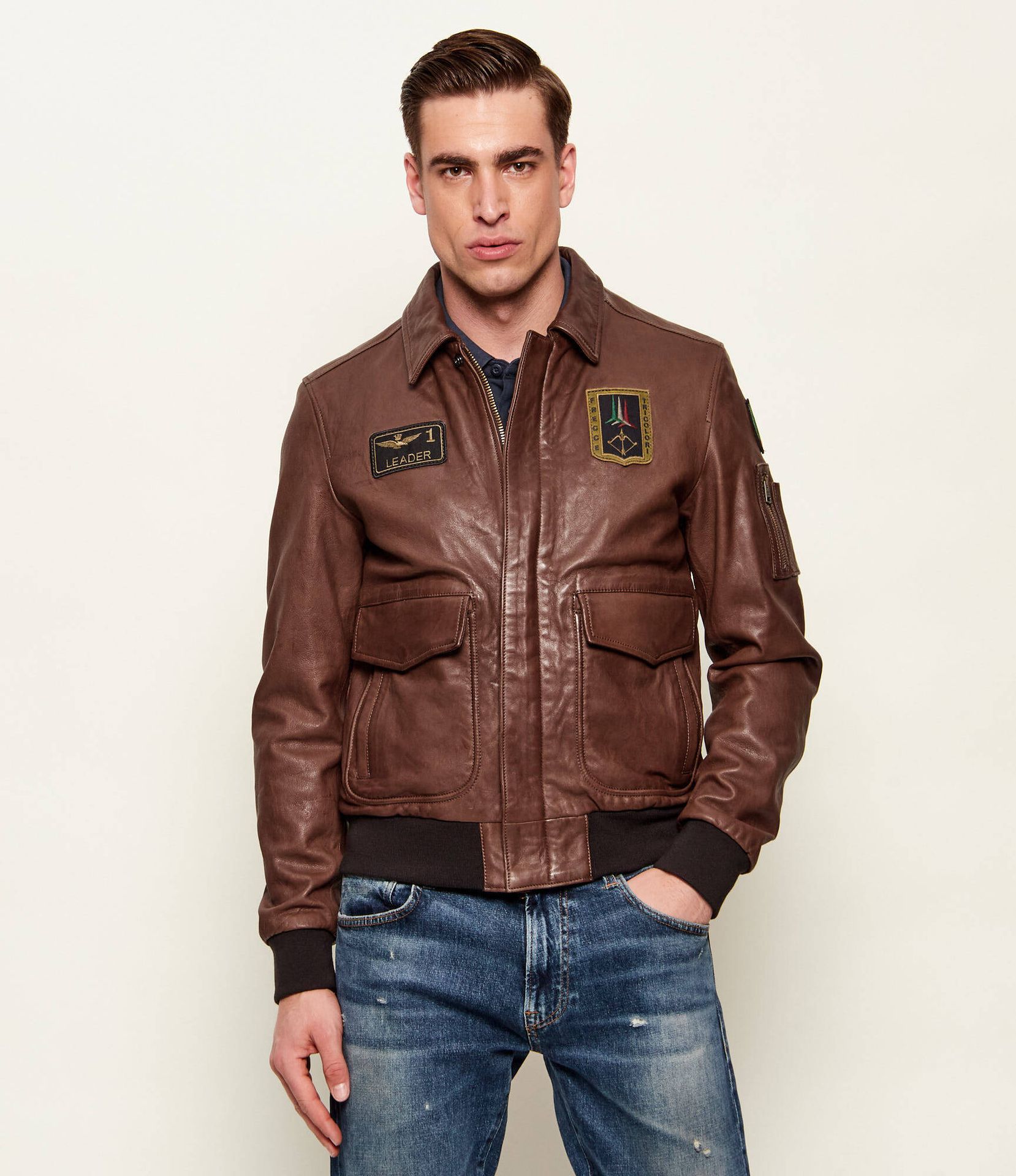 Aeronautica Militare Skórzana kurtka Regular Fit