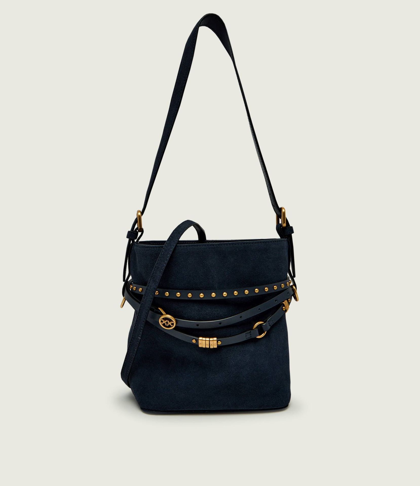 Pinko Torebka na ramię BUCKET BELT MINI zamsz