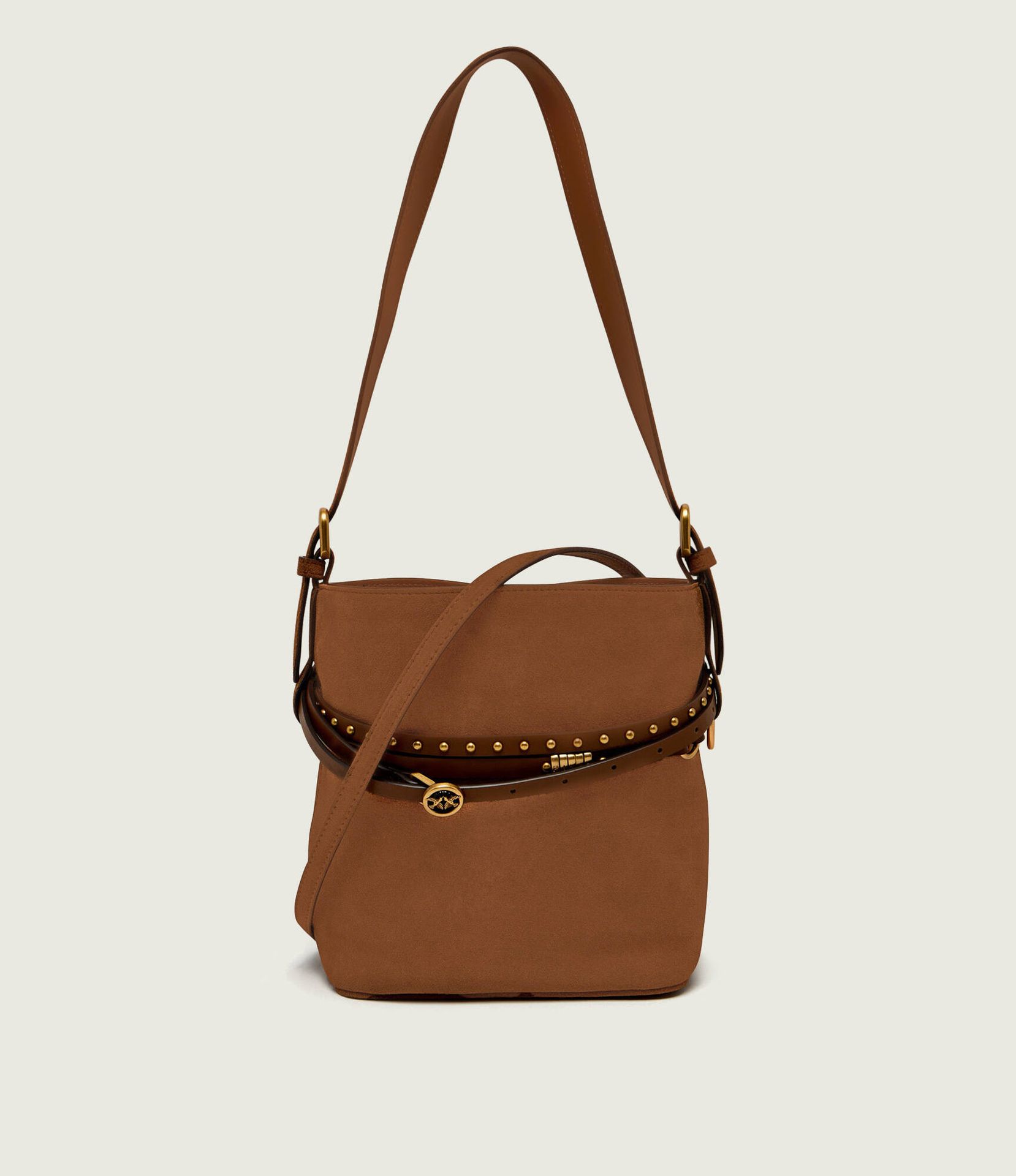 Pinko Torebka na ramię BUCKET BELT MINI zamsz