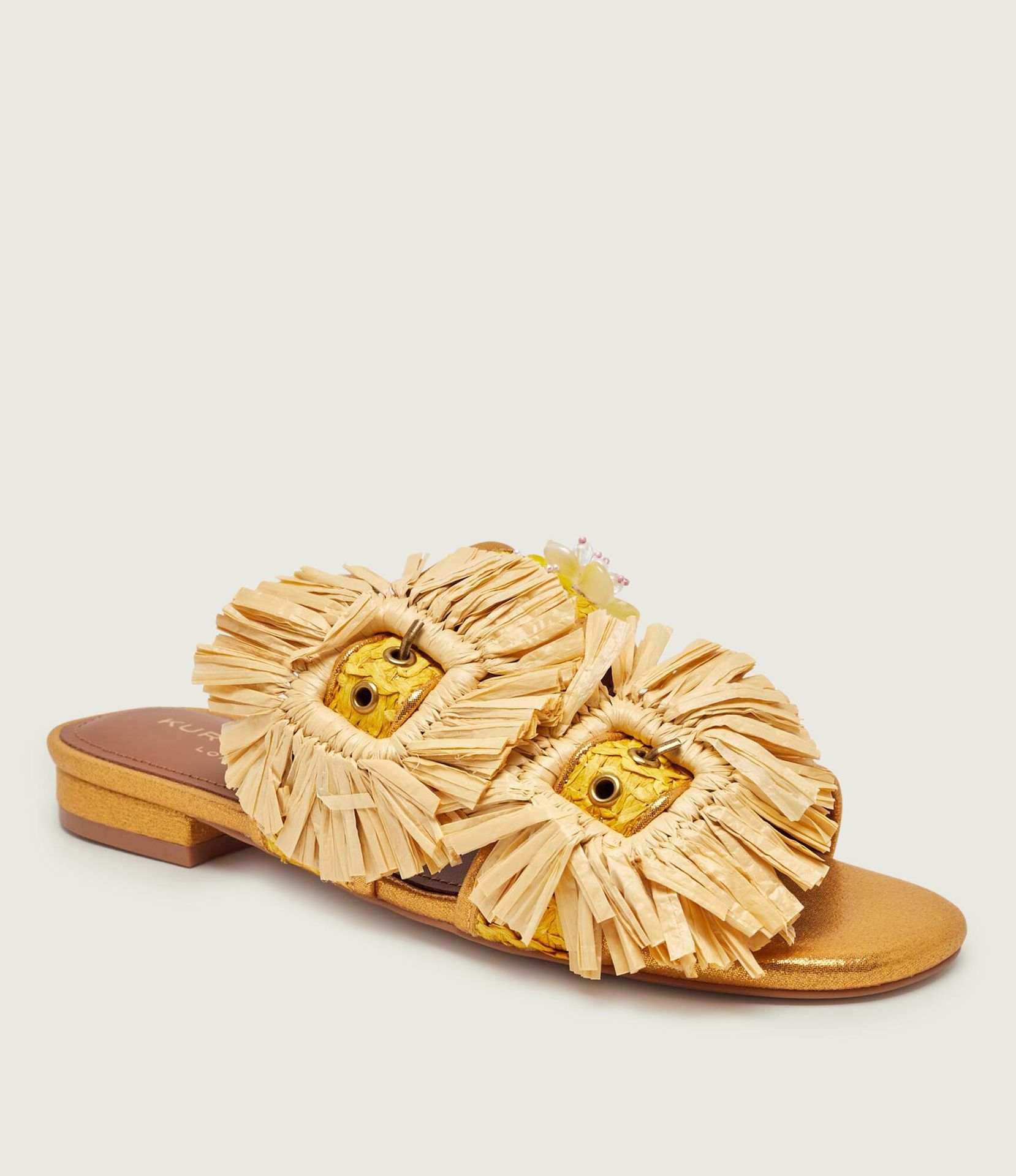 Kurt Geiger Klapki RAFFIA BUCKLE FLAT