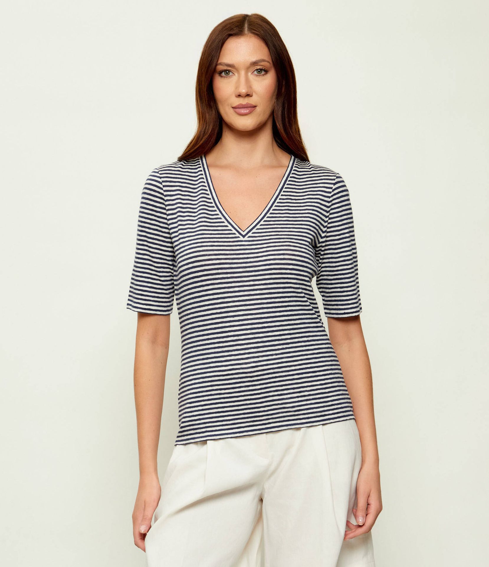 Weekend MaxMara Lniany t-shirt WKDOPZIONE Regular Fit