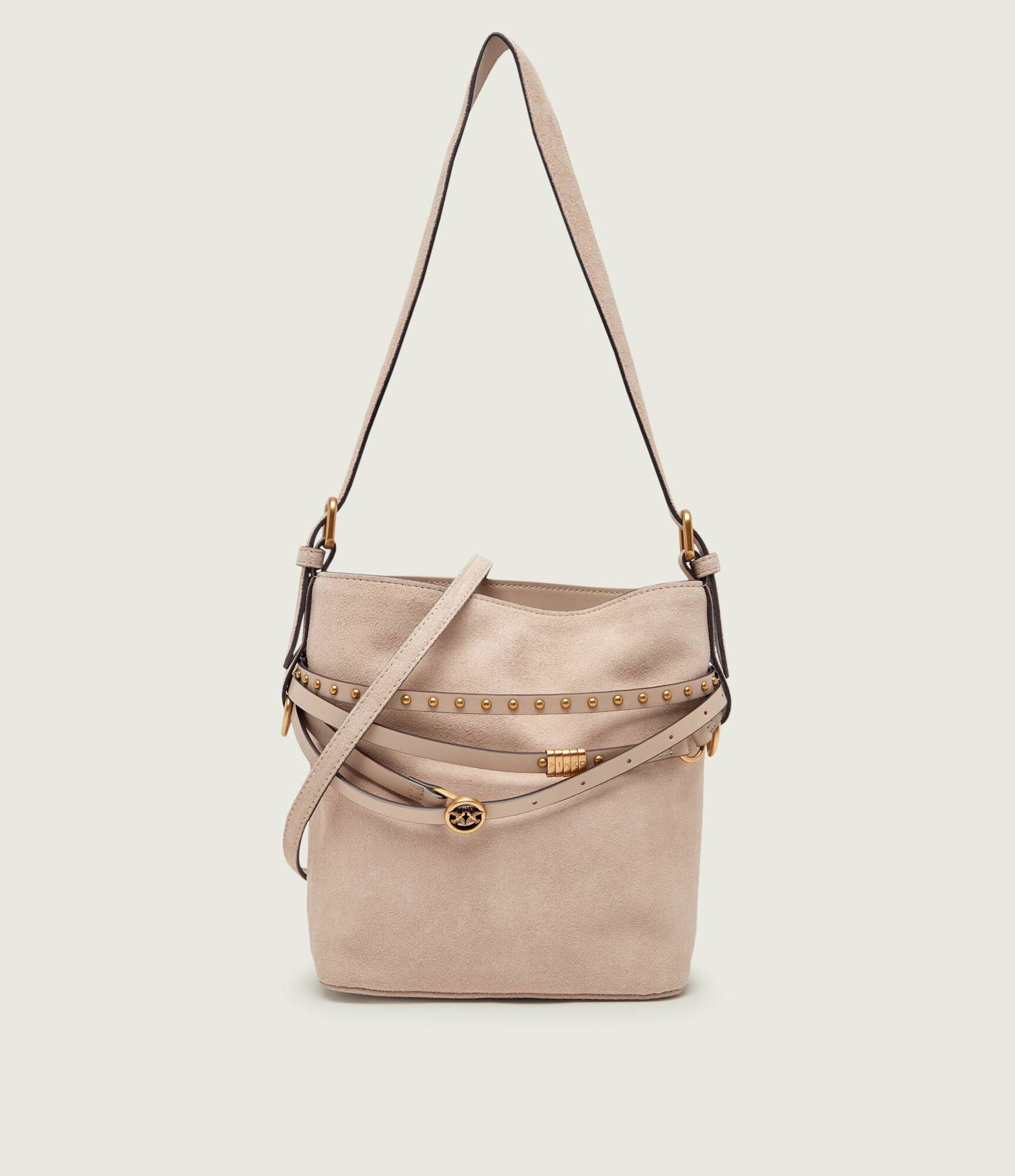Pinko Torebka na ramię BUCKET BELT MINI zamsz