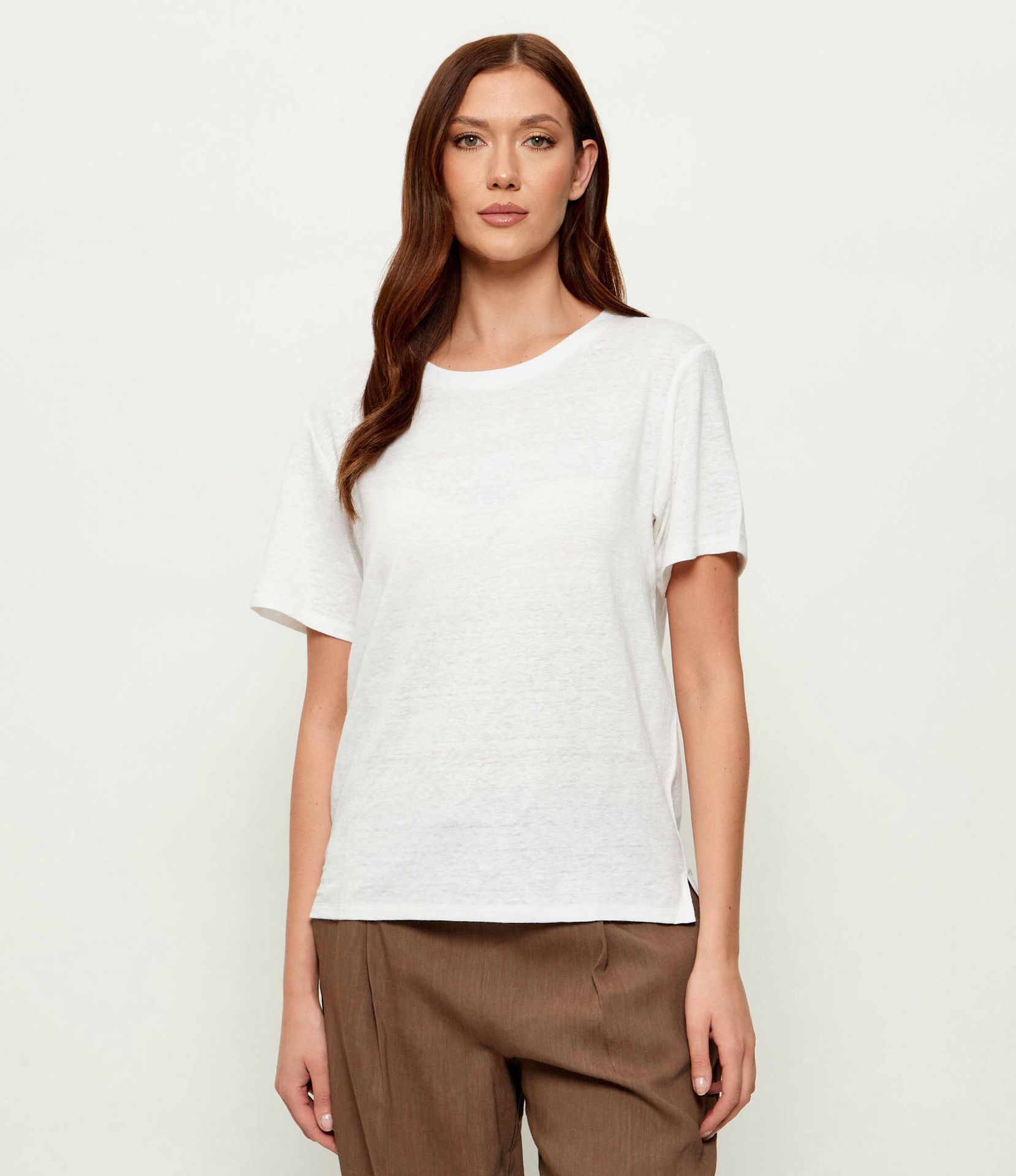 Weekend MaxMara Lniany t-shirt WKDPELOTA Regular Fit