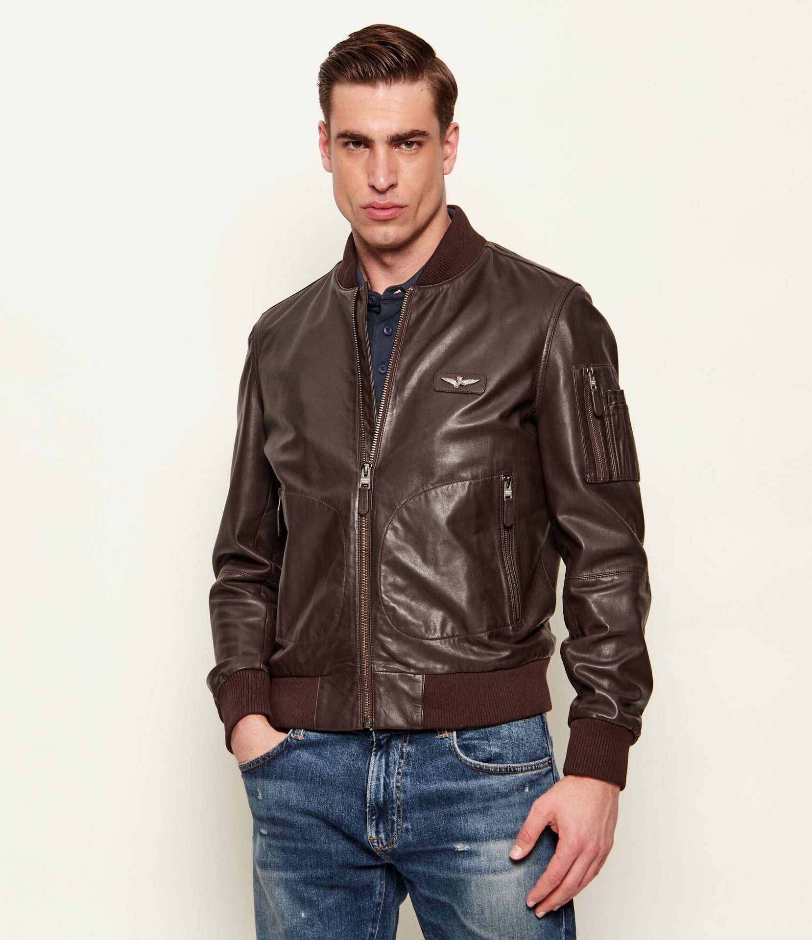 Aeronautica Militare Skórzana kurtka bomber Regular Fit