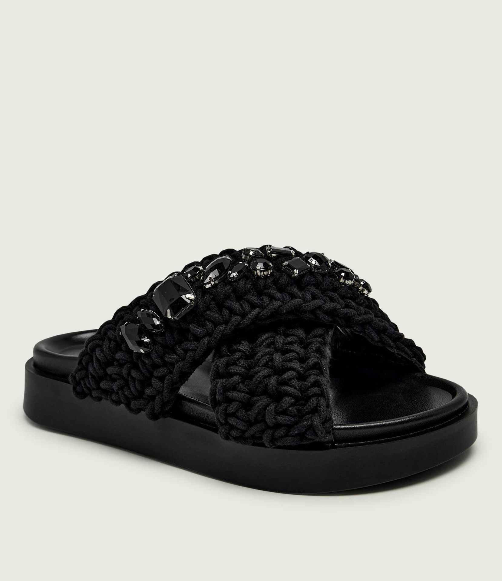INUIKII Klapki WOVEN STONES z dodatkiem skóry