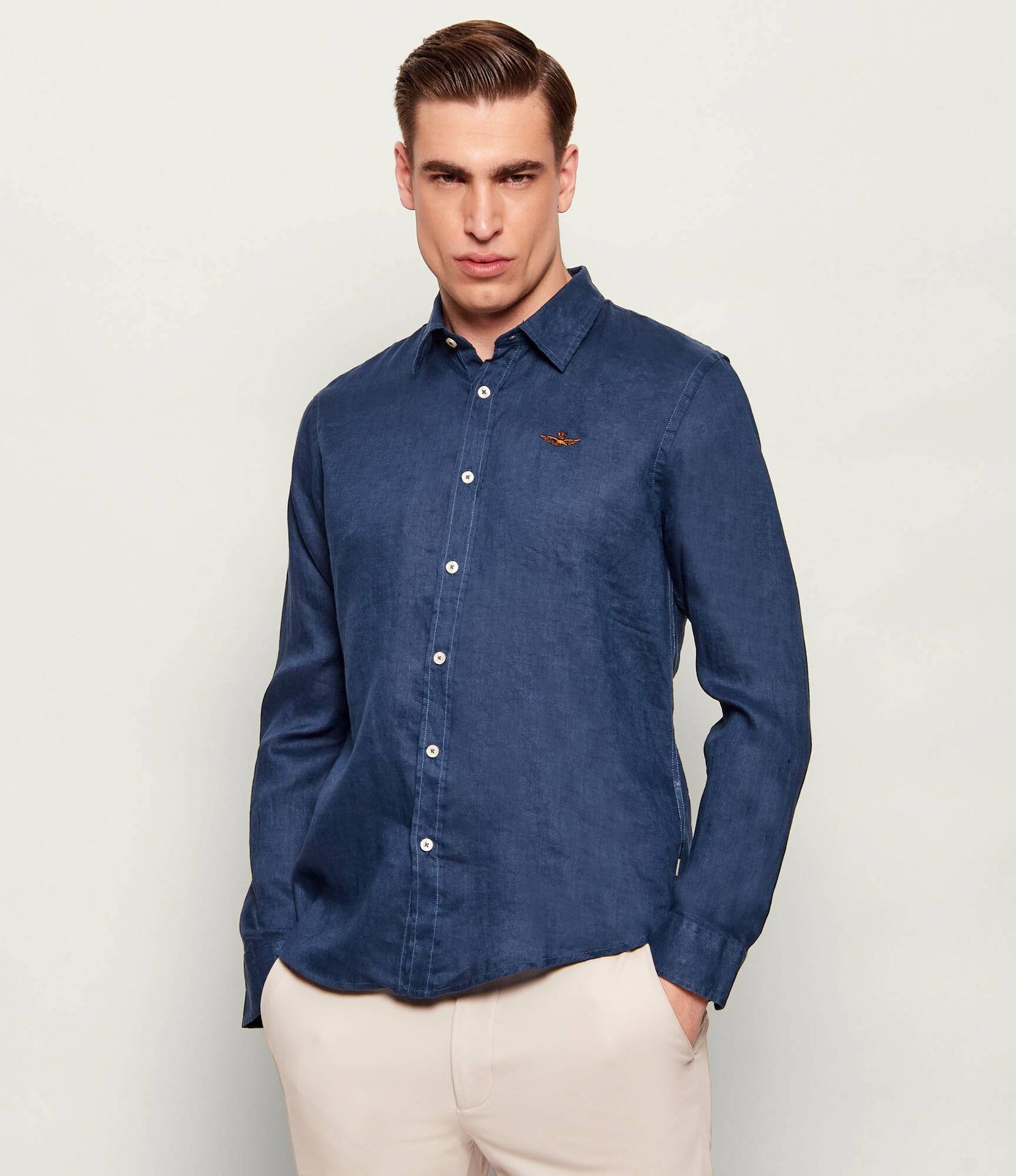 Aeronautica Militare Lniana koszula Regular Fit