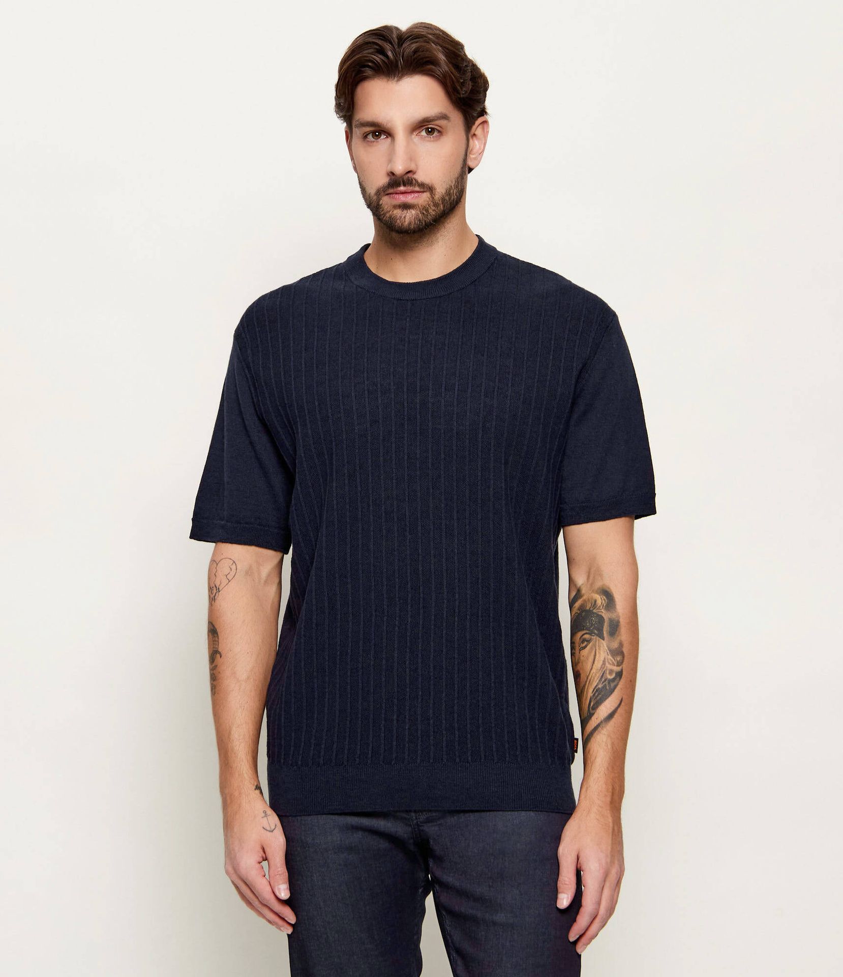 BOSS ORANGE Lniany sweter Kajordino Relaxed fit