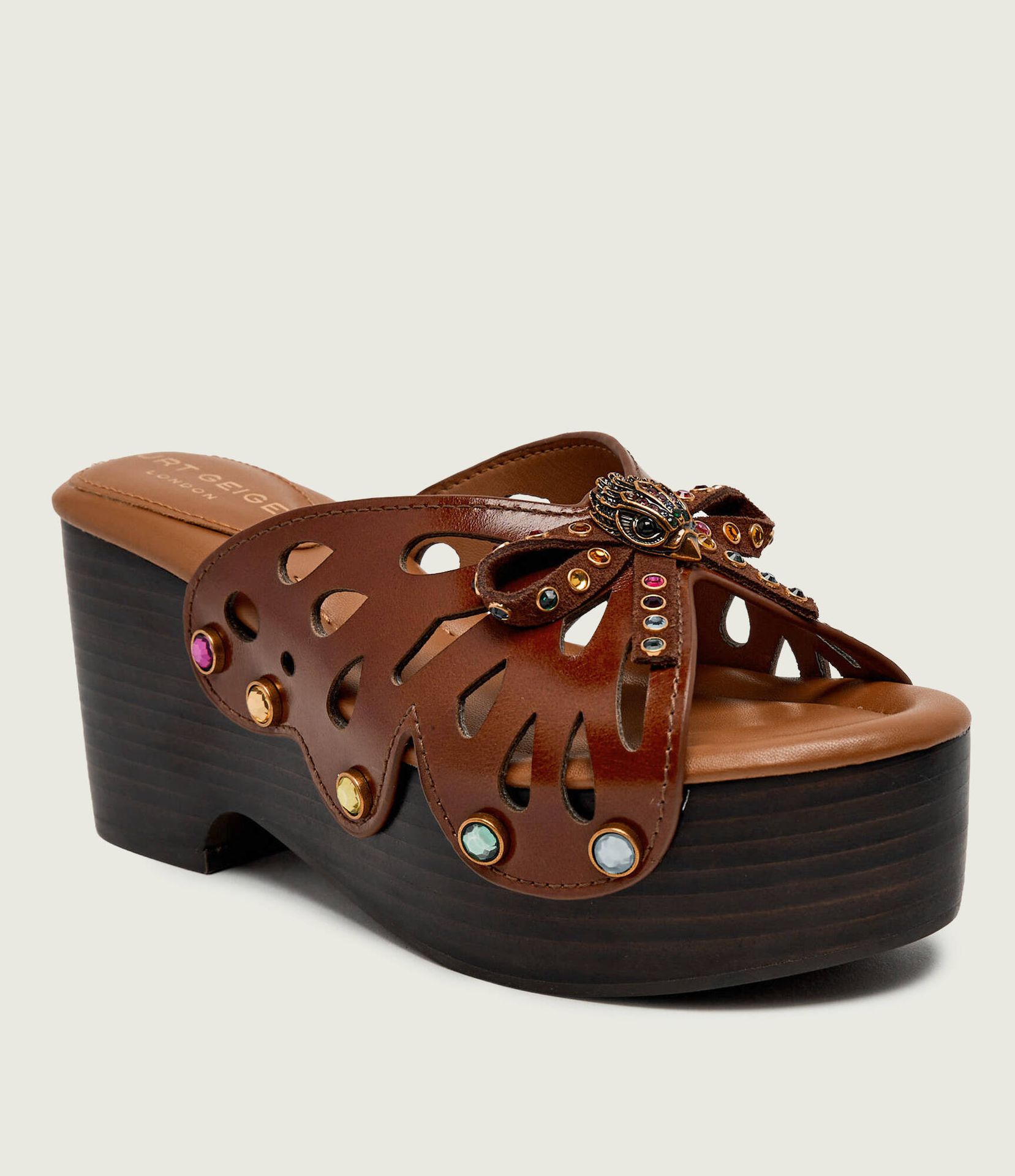 Kurt Geiger Skórzane klapki BUTTERFLY WEDGE