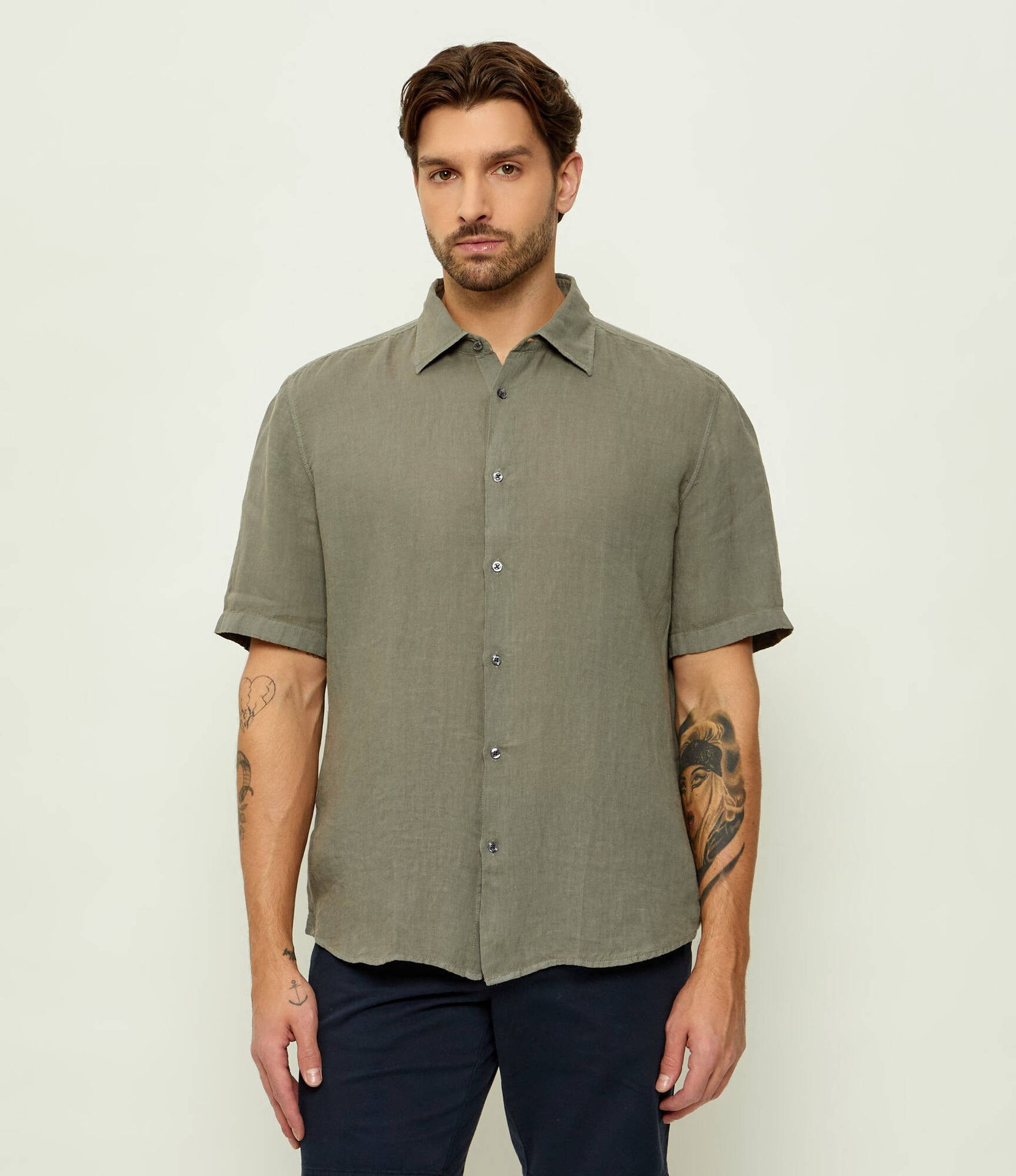 BOSS ORANGE Lniana koszula Rash_2_M Regular Fit