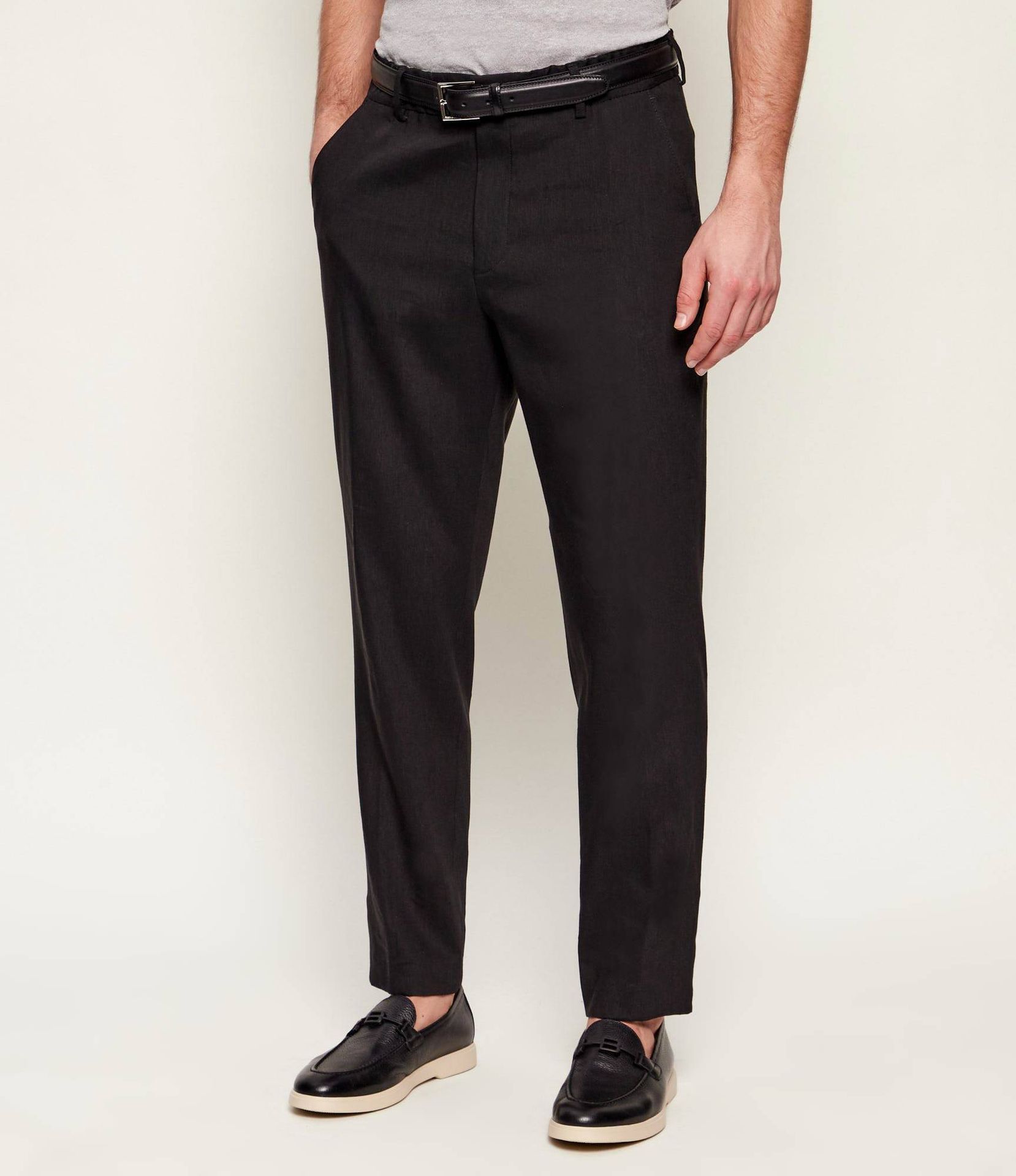 BOSS BLACK Lniane spodnie P-Perin-RDS-WG-262 Tapered fit
