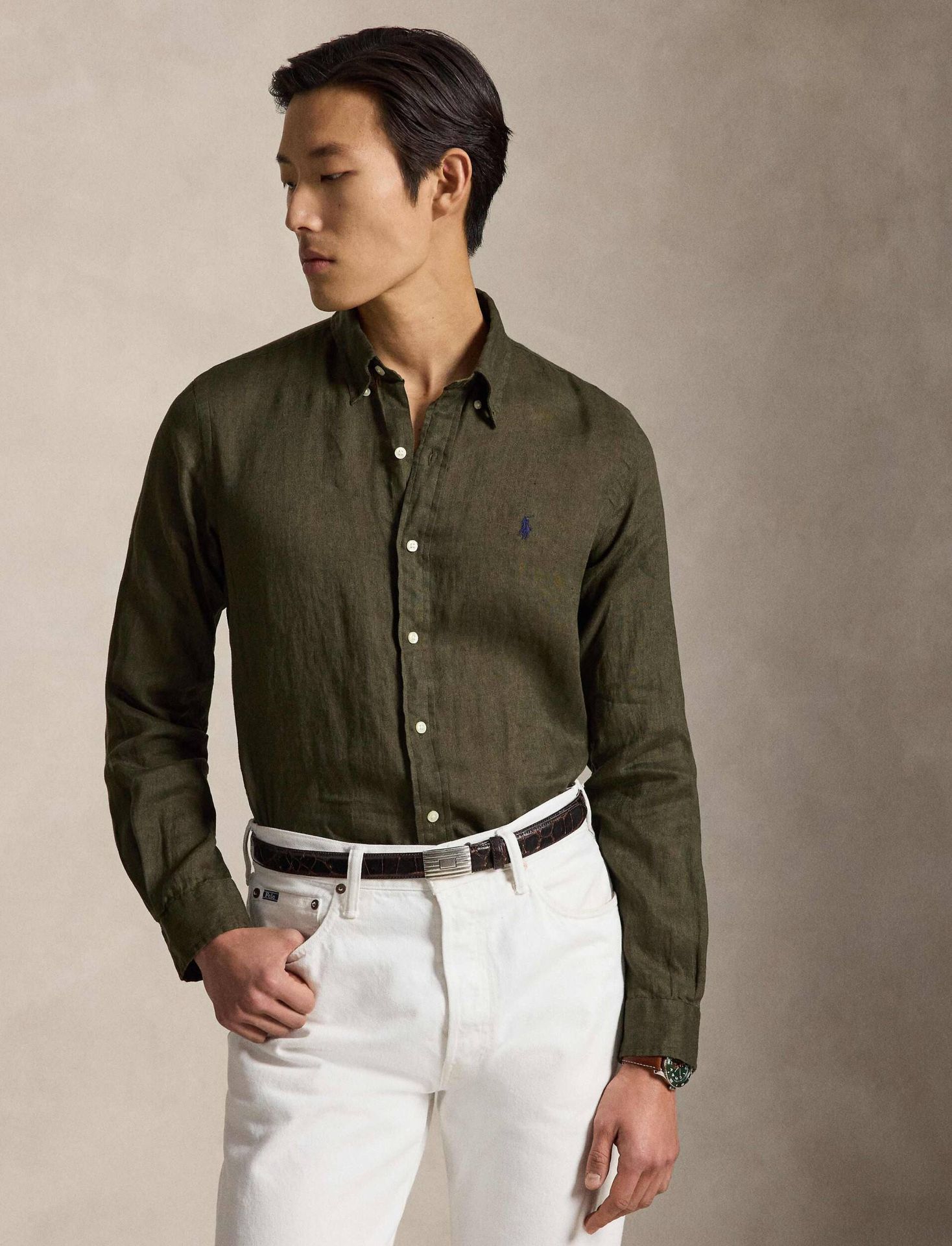 POLO RALPH LAUREN Lniana koszula Custom fit