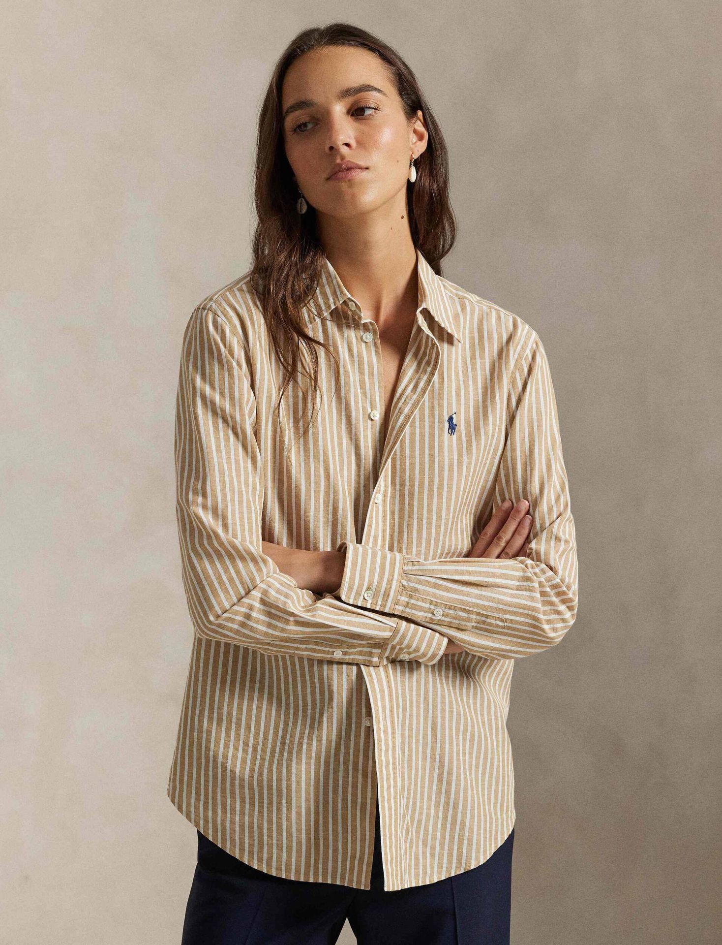 POLO RALPH LAUREN Koszula Classic fit z dodatkiem lnu