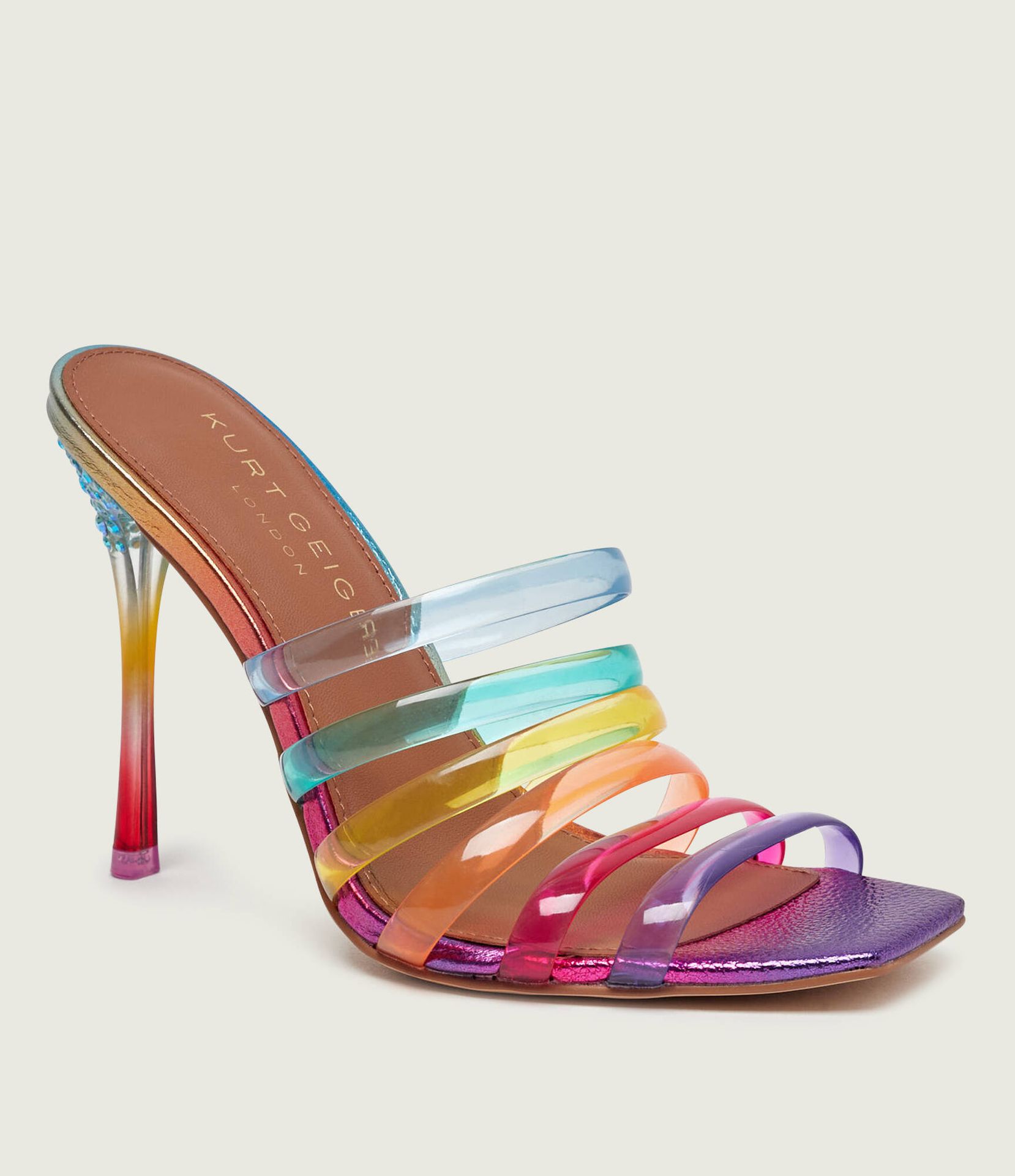 Kurt Geiger Klapki na szpilce MADDISON z dodatkiem skóry