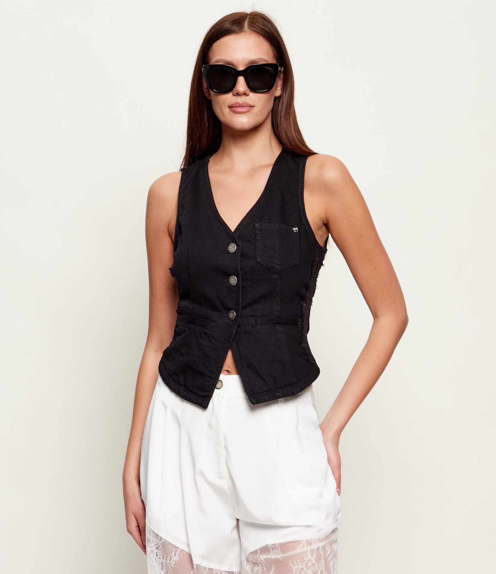 Pinko Jeansowa kamizelka GARDENER Slim Fit