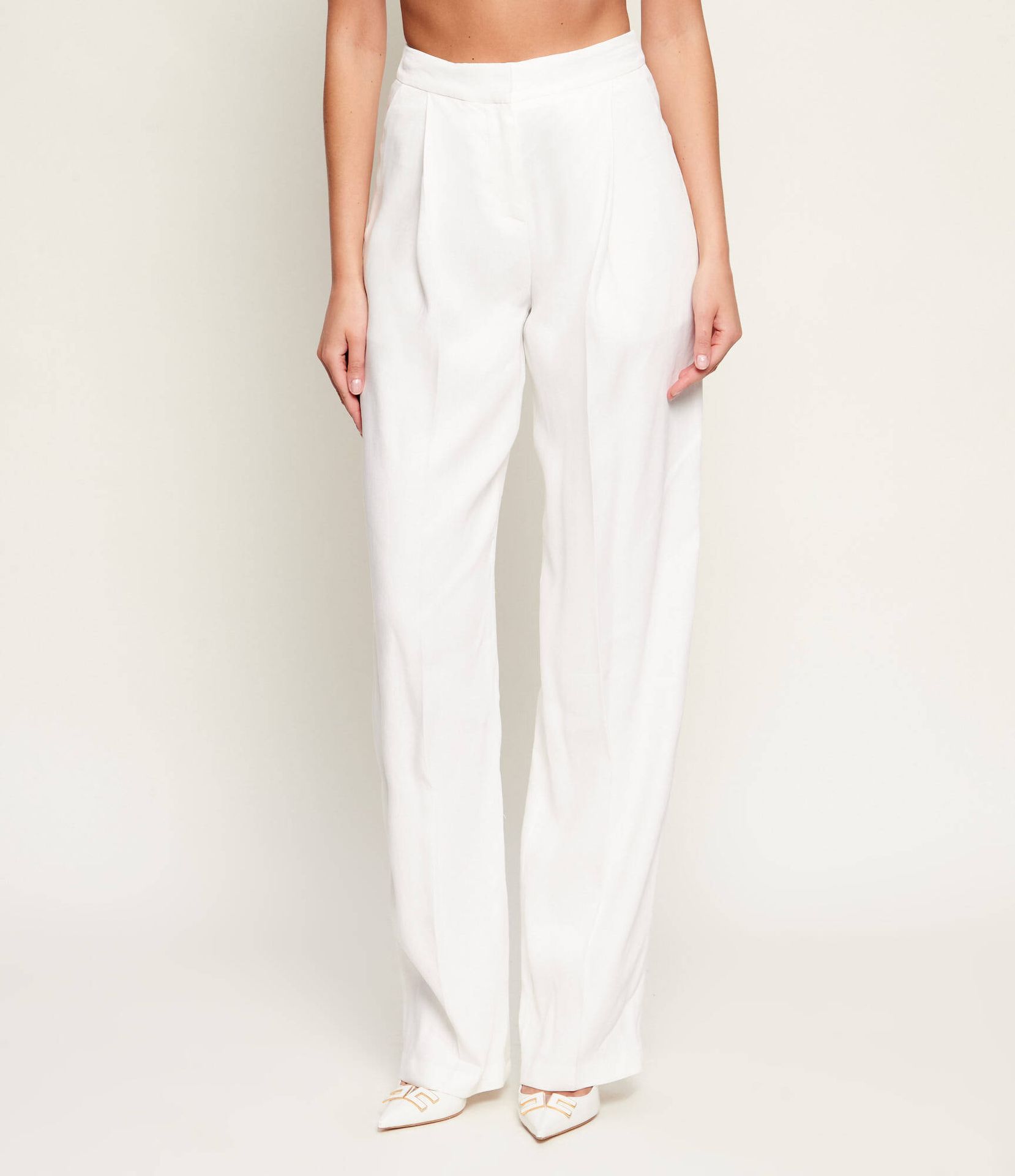 Elisabetta Franchi Lniane spodnie Straight fit