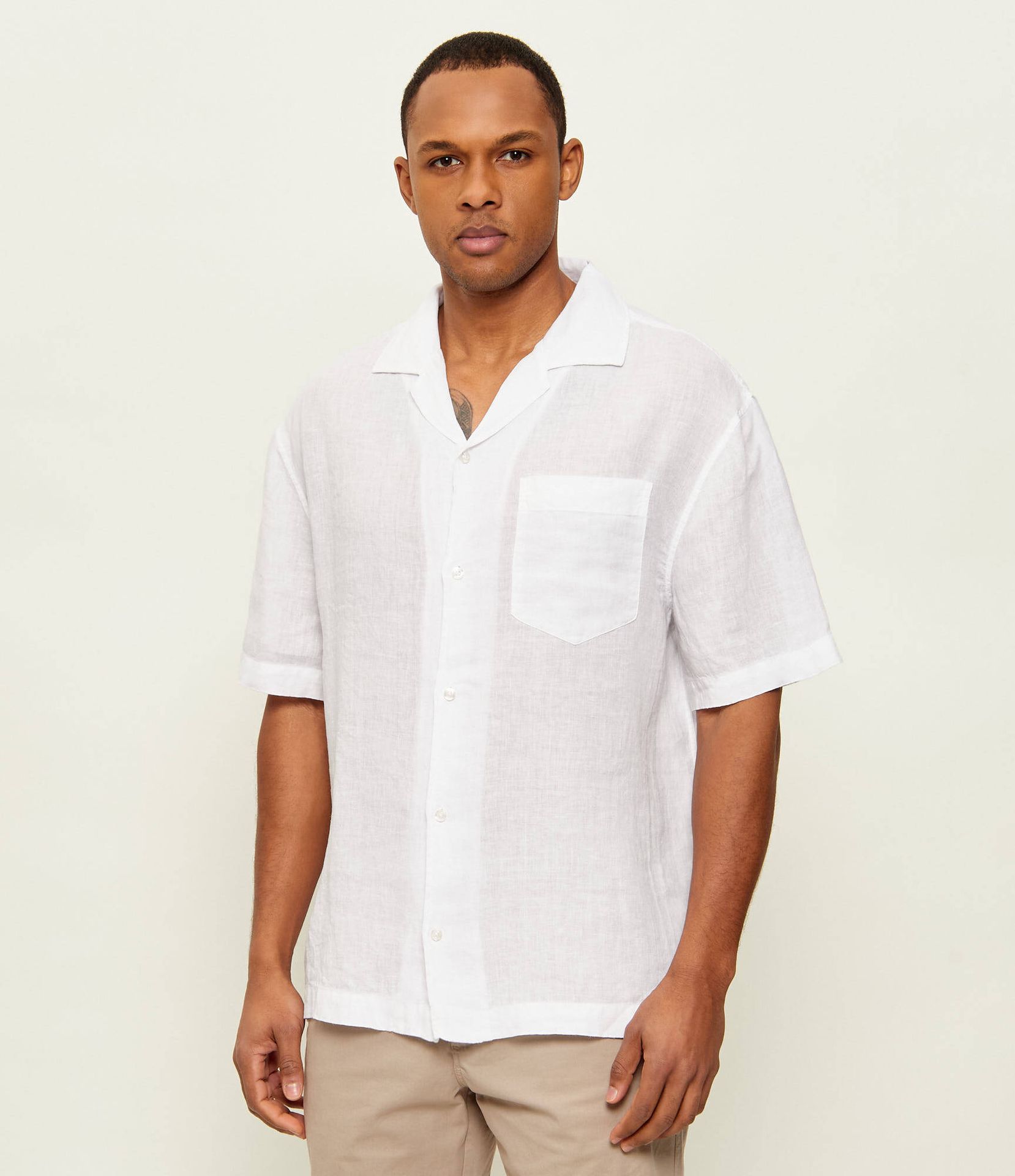 HUGO Lniana koszula Exolino Relaxed fit
