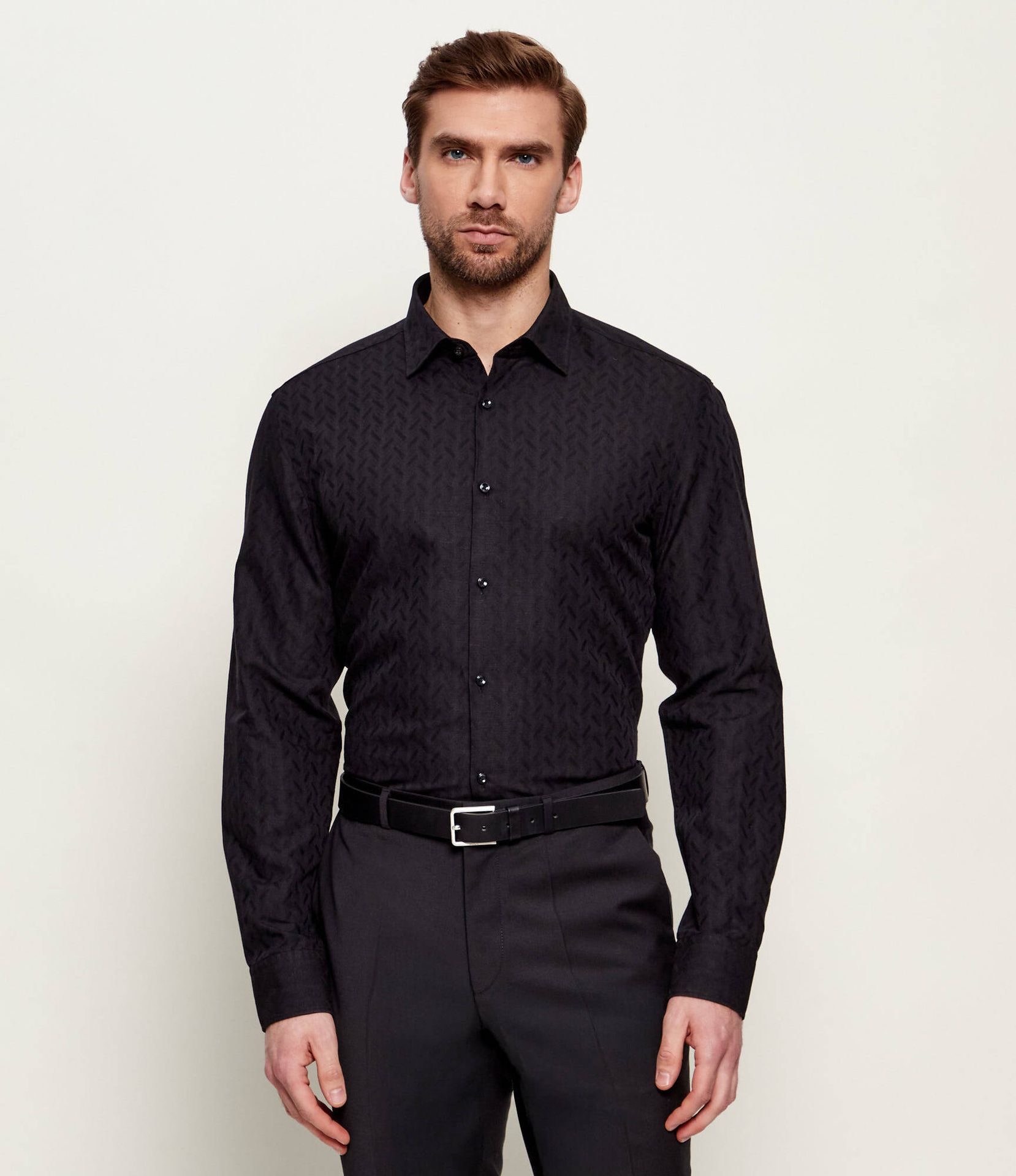 HUGO Koszula Kenno Slim Fit z dodatkiem lnu